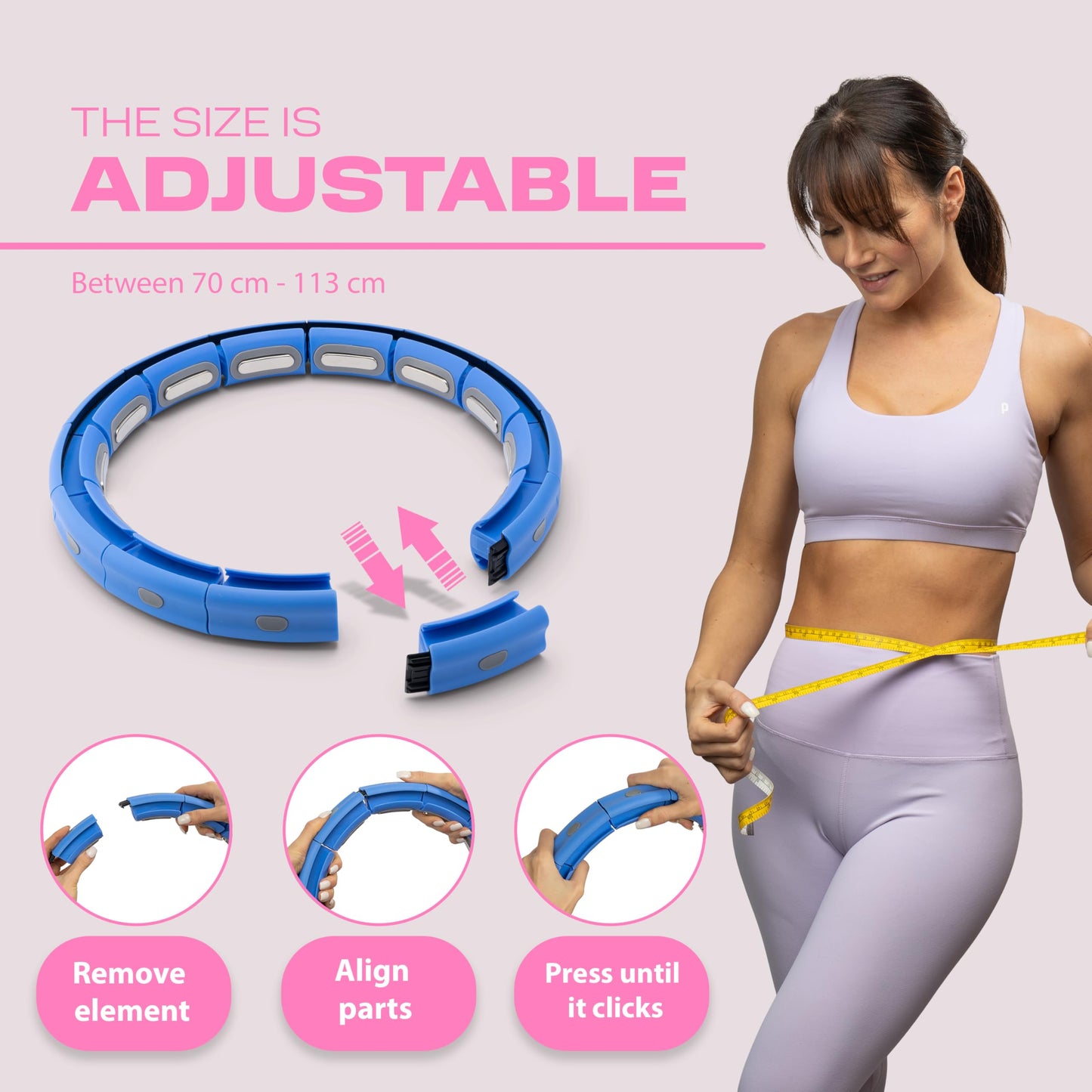 WELLRELAXX Weighted Hula Hoop for Adults includes Waist Slimmer Belt | Quiet | Circumference up to 113 cm (44.5 in) | Smart Hula Hoop with Weight Ball