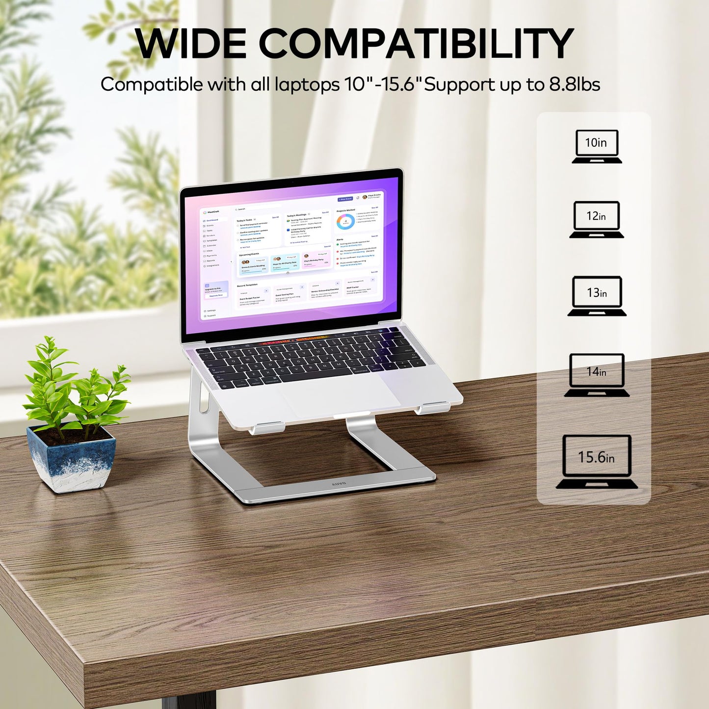 Auvo Laptop Stand, ALS01 Aluminum Laptop Holder Stand for Desk, Compatible with MacBook Air/Pro, Dell, HP, Lenovo and more 10-15.6 inch Laptops