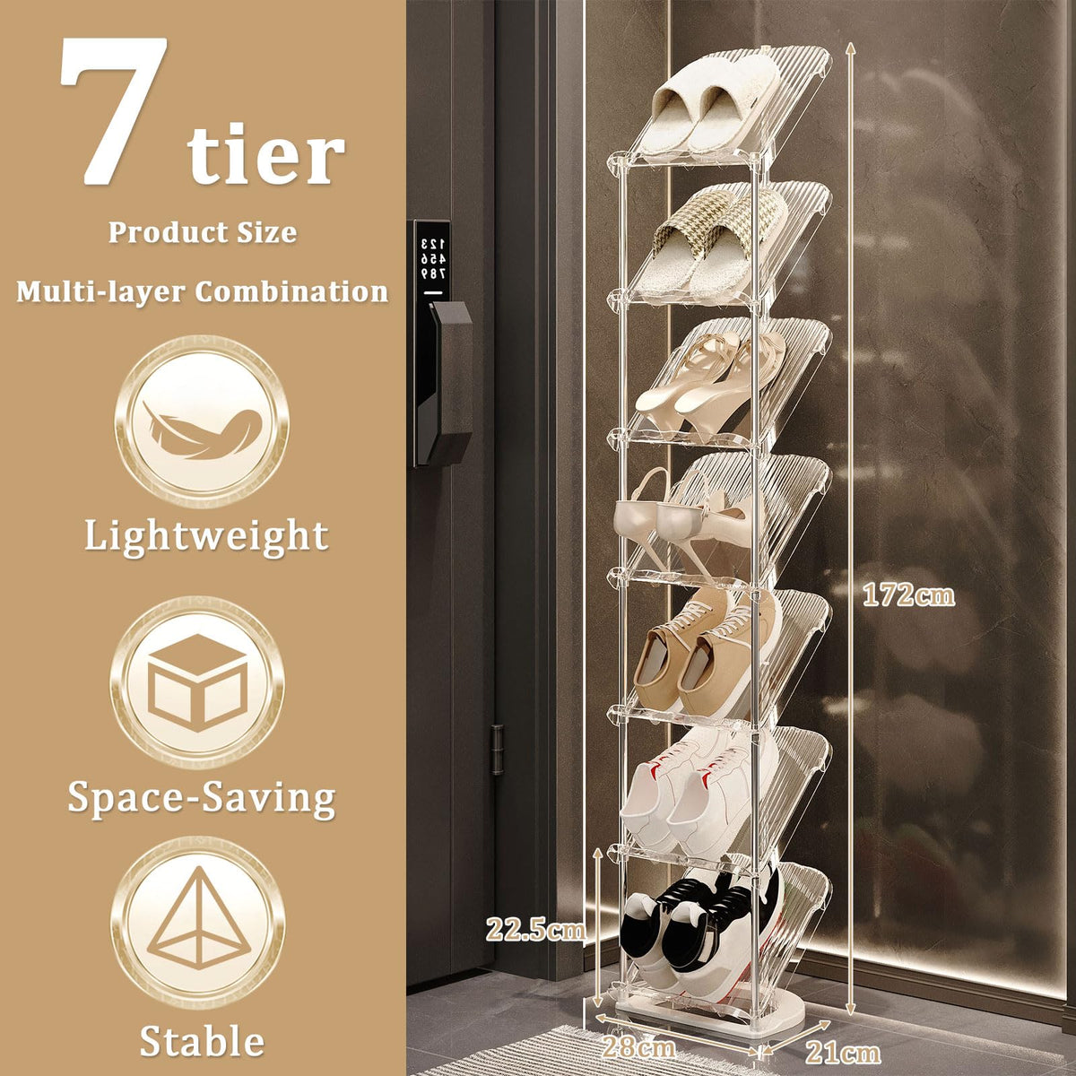 kiss me Sloping Narrow Shoe Rack,5/6/7/8 Tiers Transparent shoe rack small Slim Tall Shoe Storage Rack Vertical Shoe Shelf Stand Holder Organiser