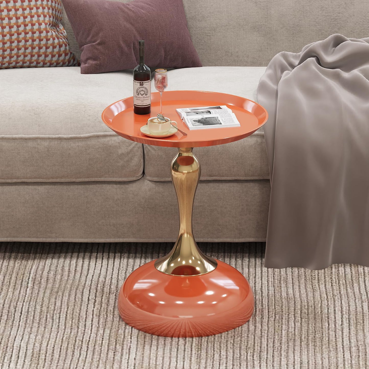 wangbochuan Stylish Hourglass Side Table - Contemporary Design for Living Rooms, Cafes, Dining Areas, Bedrooms, and Outdoor Spaces