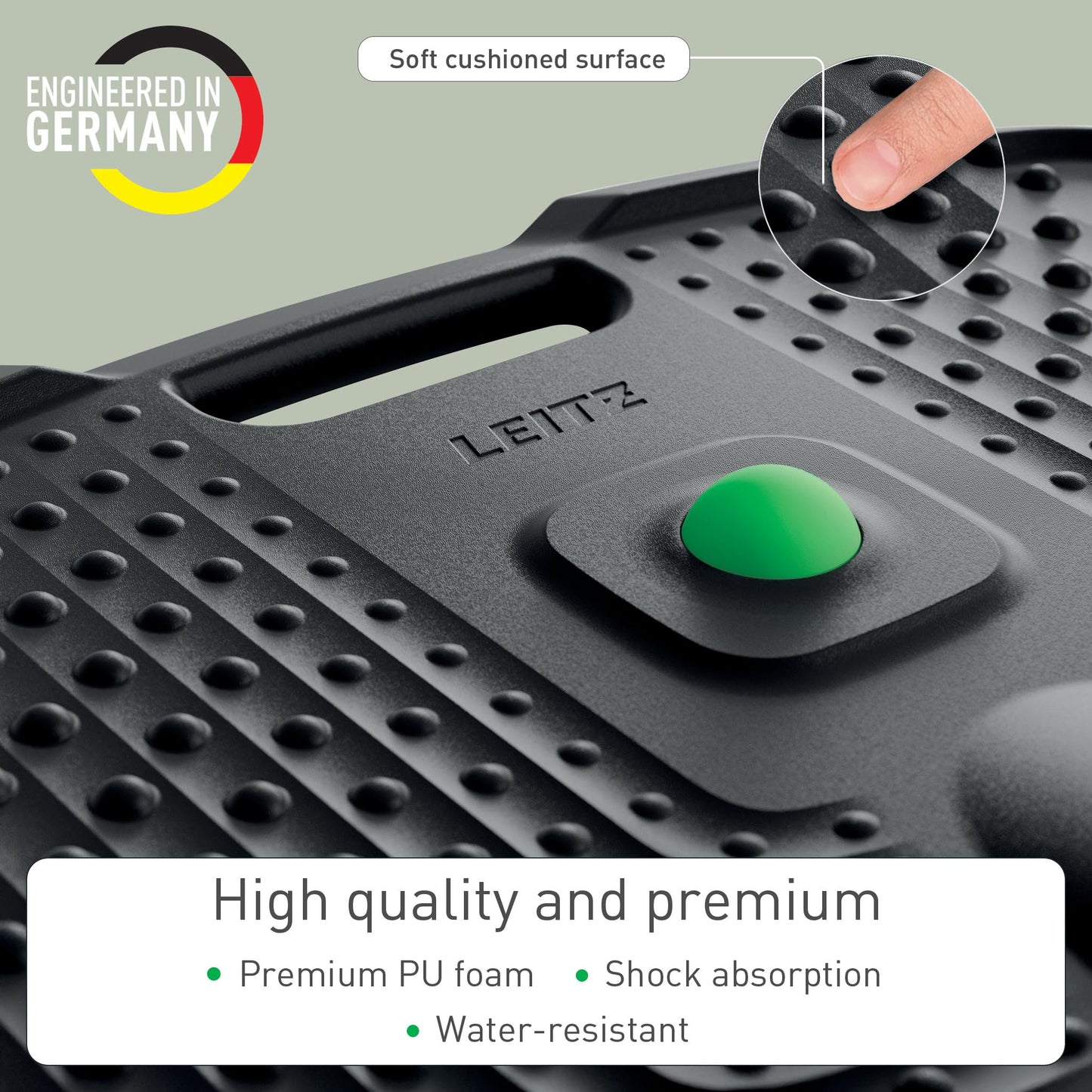 Leitz Ergonomic Anti Fatigue Mat for Standing Desk – PU Foam Cushioned, Non-Scratch, Wipeable, Fatigue Relief, Textured Mat for Home