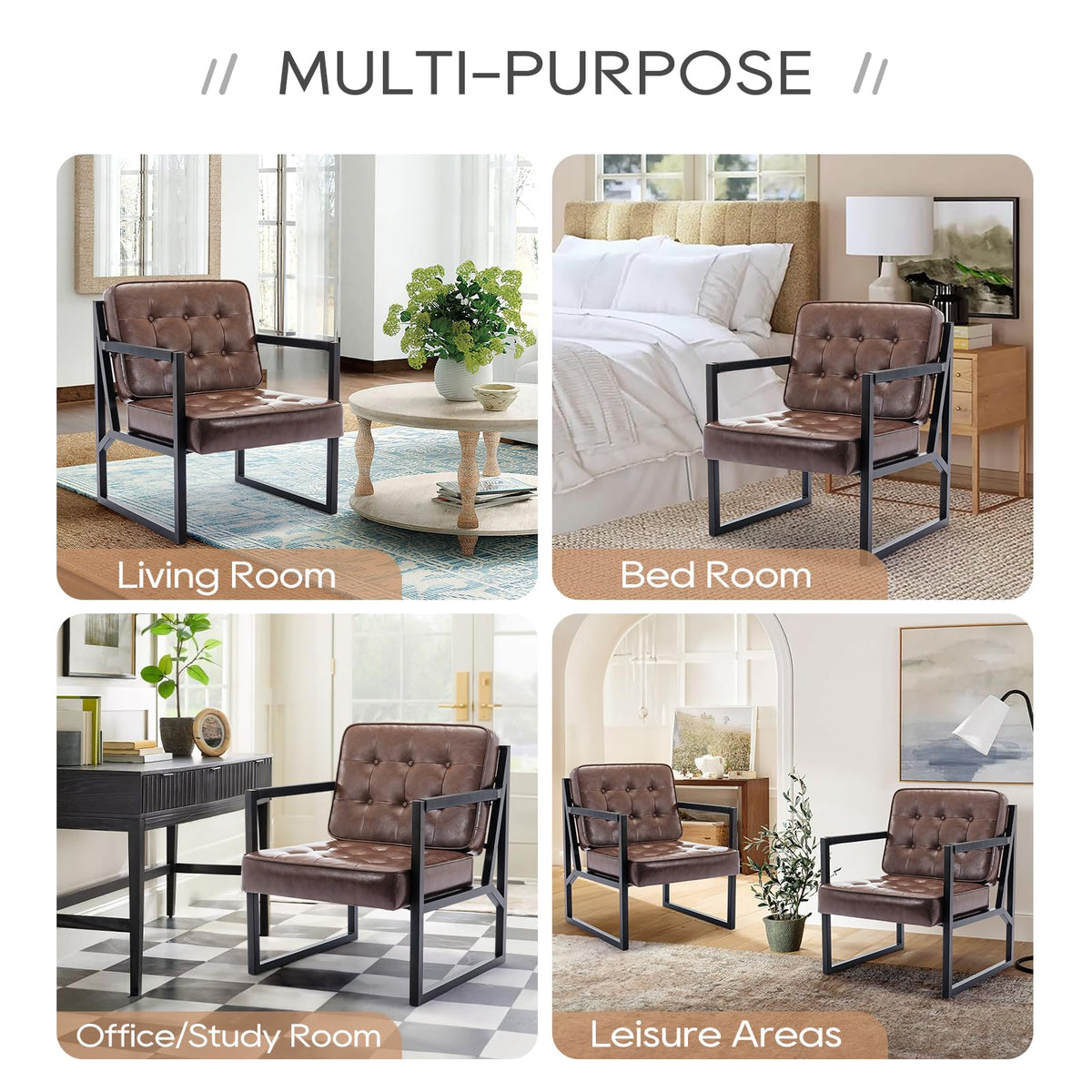 COLAMY Mid Century Modern Accent Chair Set of 1, Comfy Living Room Armchair with Metal Legs