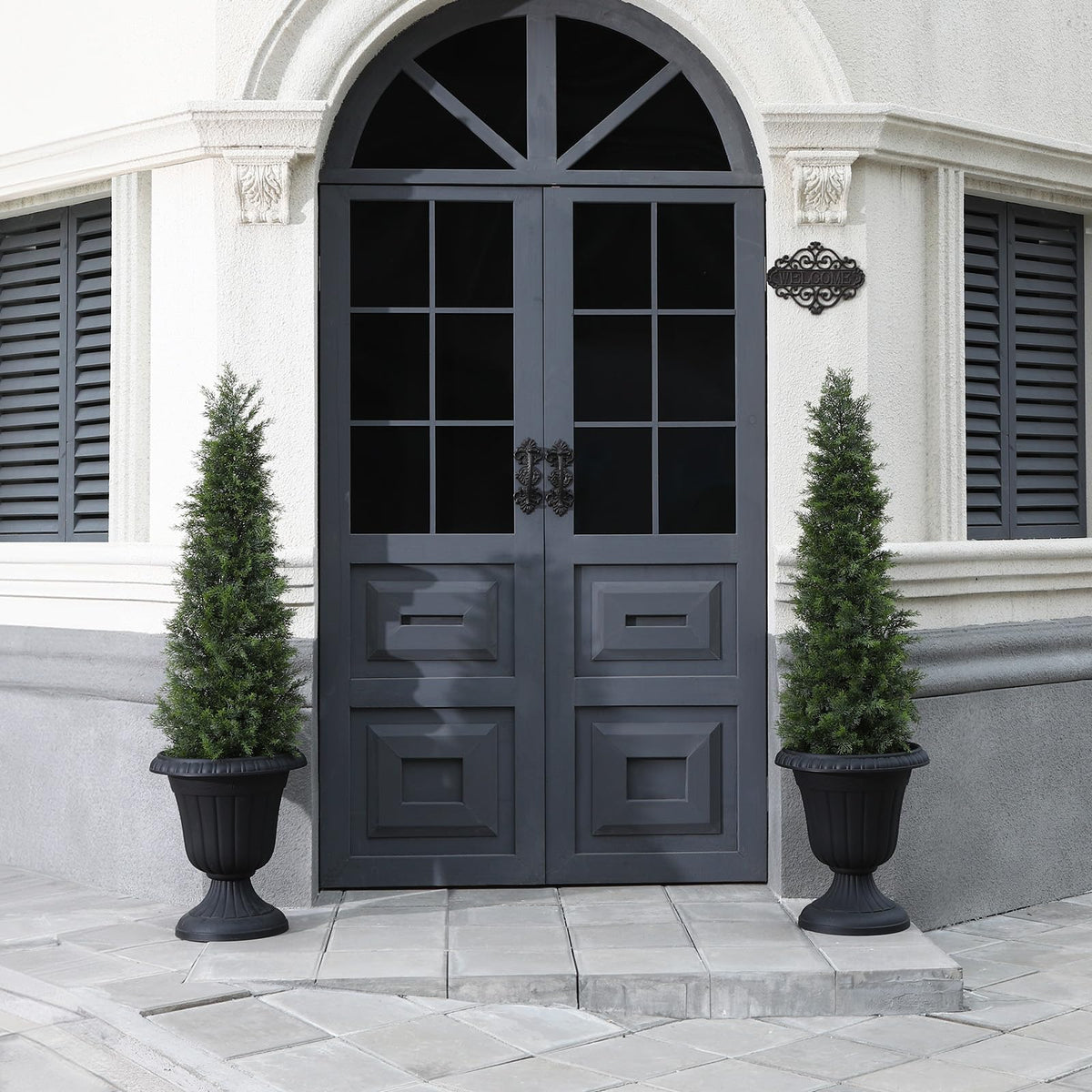 Fopamtri Artificial Plants Outdoor 120 cm Cypress Tree Fake Plants Plastic in Pot, UV Rated Cedar Tree for Indoor Outdoor Home Garden Porch Decor(2