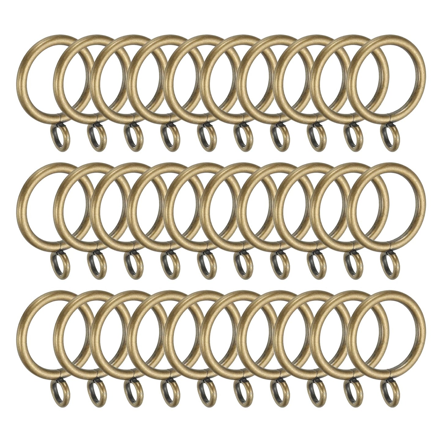 PATIKIL 1 Inch Inner Dia Curtain Rod Rings with Eyelets, 30 Pcs Metal Drapery Ring for Curtain Rods Hoop Pins, Bronze Tone