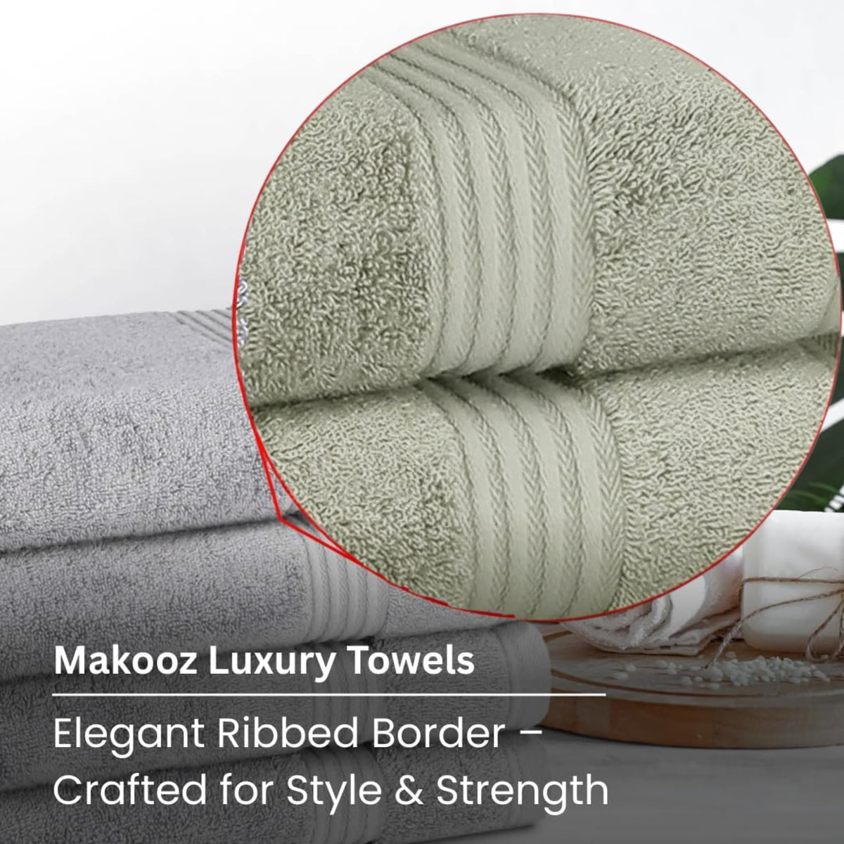 Makooz Luxurious Bamboo Hand Towels for Bathroom Pack of 2 – 700 GSM Bamboo & Egyptian Cotton 50/50 Blend -Ultra Silky Soft, Quick Dry
