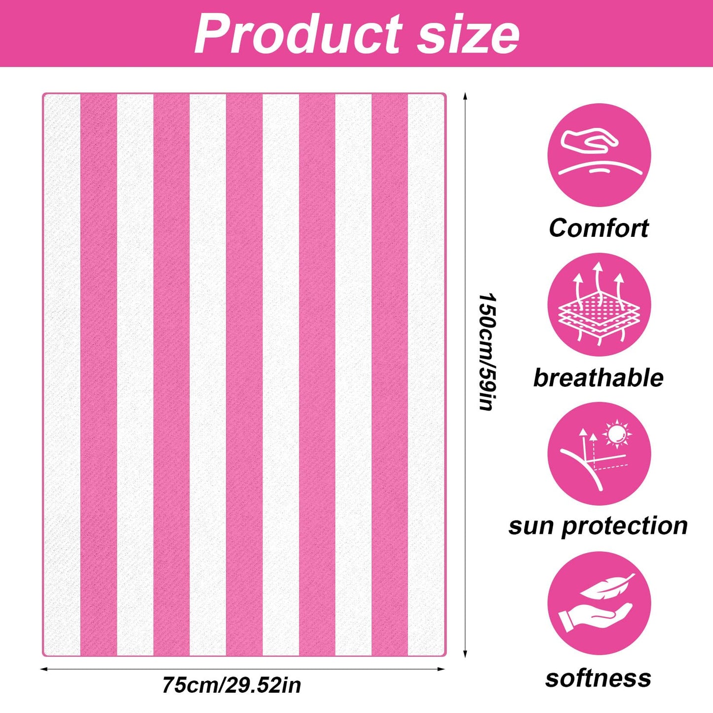 MUZHUPGUZ 1 PCS 75 x 150cm Large Microfibre Beach Towels for Adults