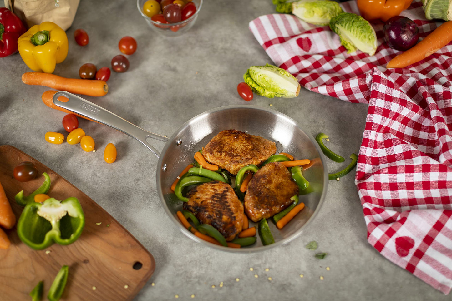 KUHN RIKON Allround Oven-Safe Induction Uncoated Frying Pan, 24 cm, Stainless Steel, Silver