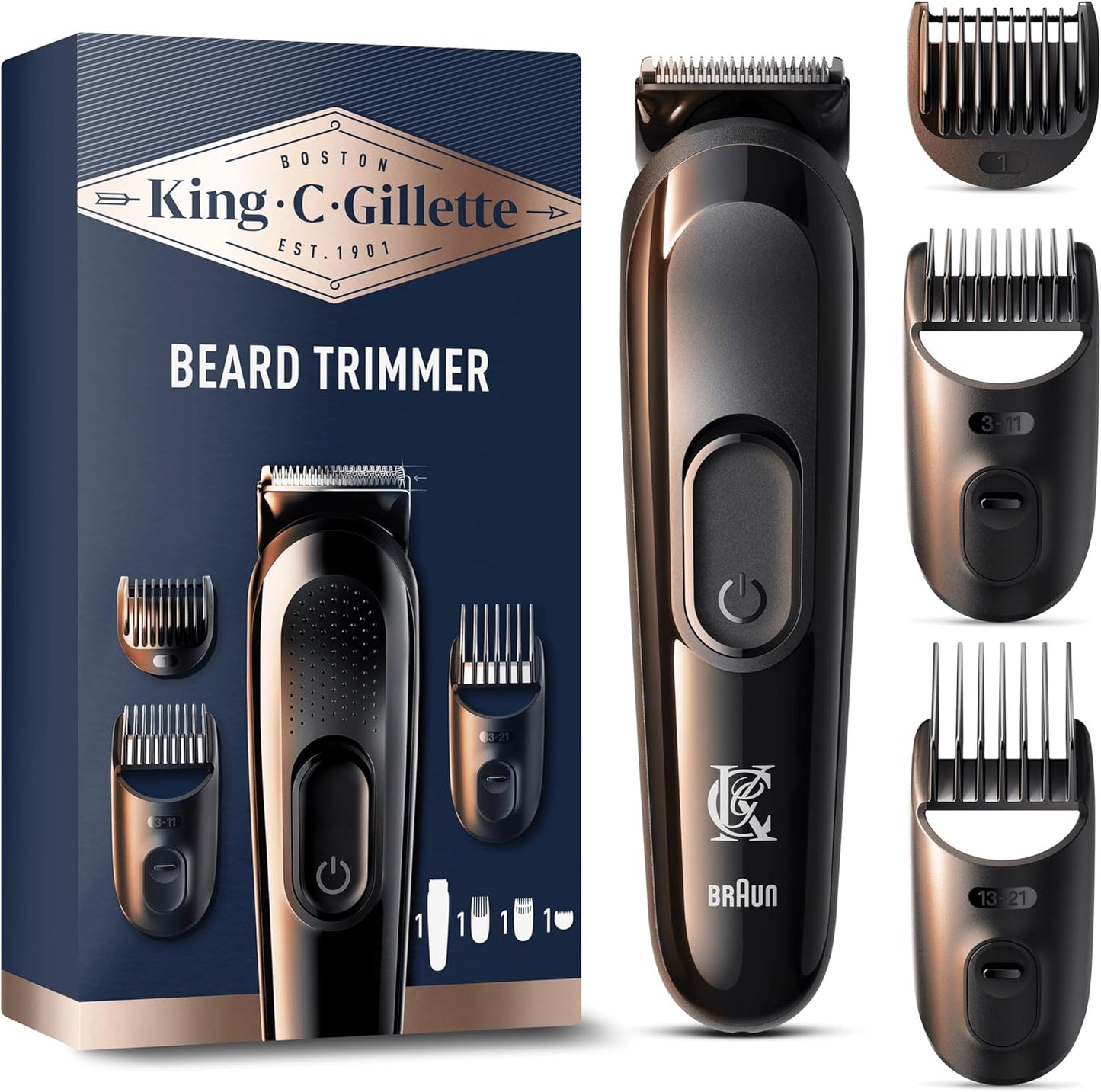 King C. Gillette - Beard Trimmer With 3 Combs EU PLUG, New but open, scruffy box