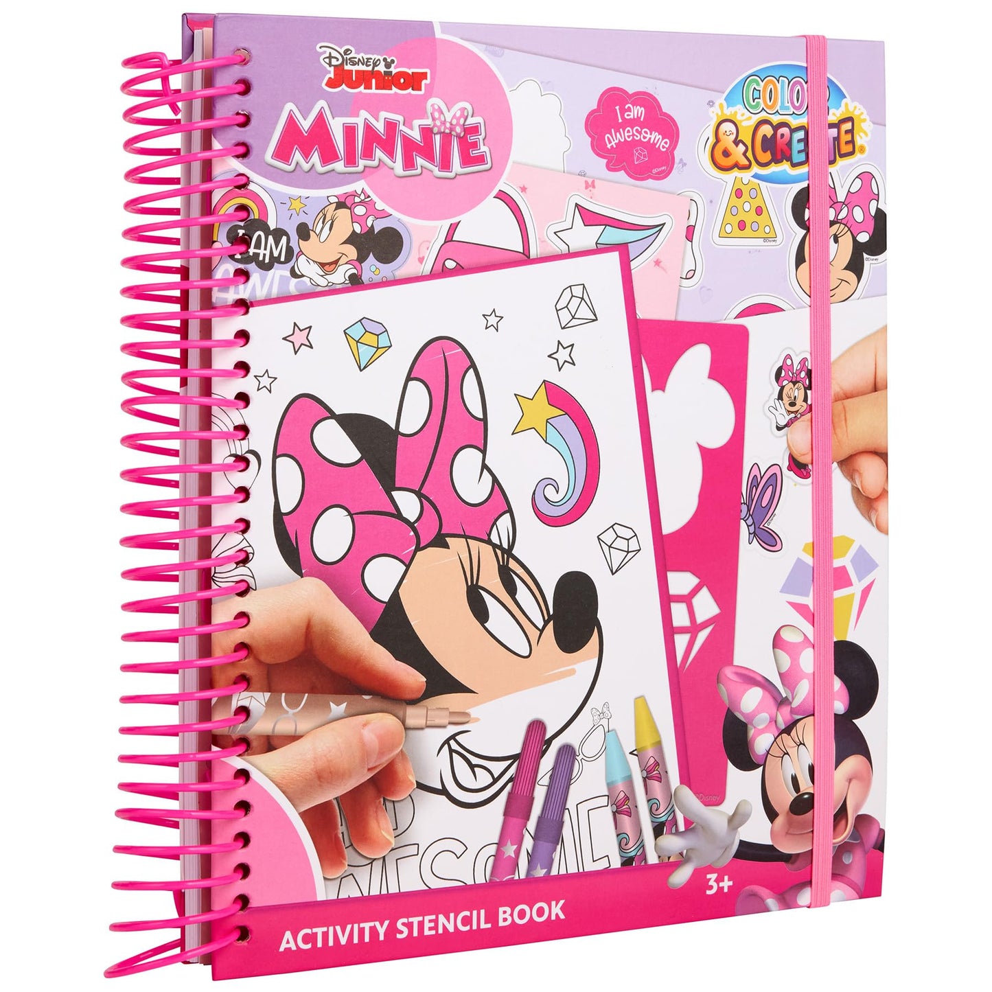 Disney Minnie Mouse Activity & Colouring Book - Creative Set with Stickers, Stencils, Crayons and Colouring Pages - Fun Craft Kit for Kids Aged 3+ -