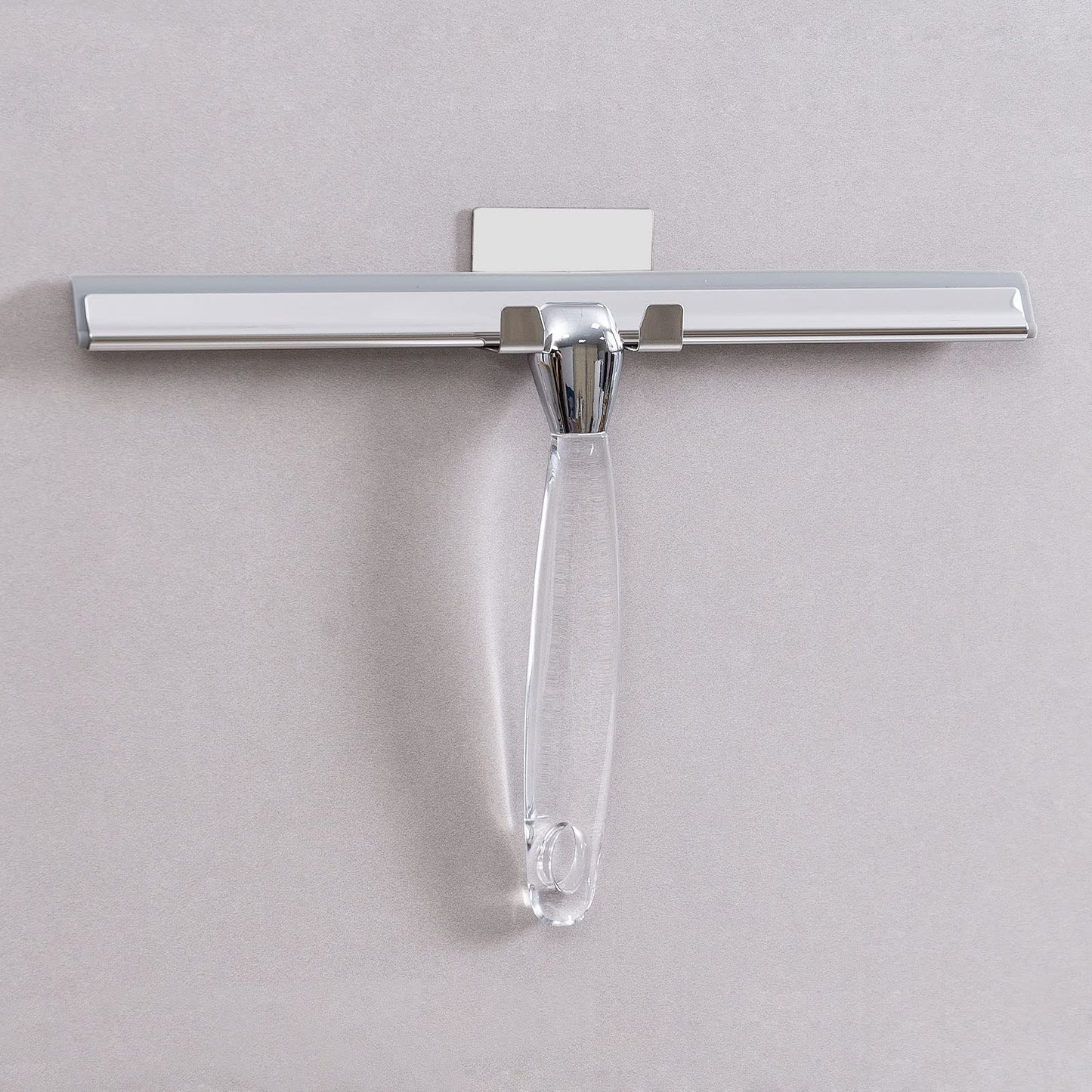 Shower Squeegee,Stainless Steel Shower Screen Wiper with 30.5cm Silicone Blade and Wall Mounted Adhesive Hook for Bathroom,Kitchen,Mirror,Car,Window