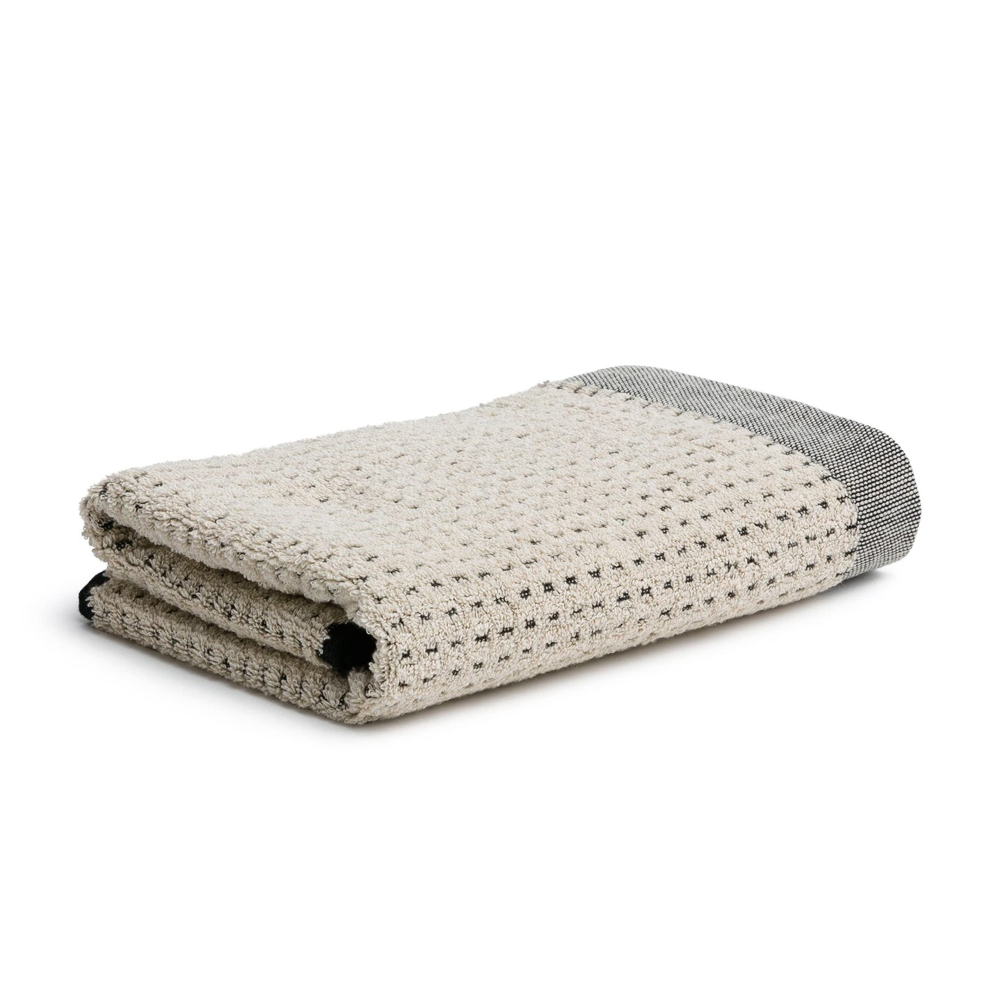 m?ve Eden towel structured piqu?e with looped hem 50 x 100 cm made of 80% cotton / 20% linen, nature / black