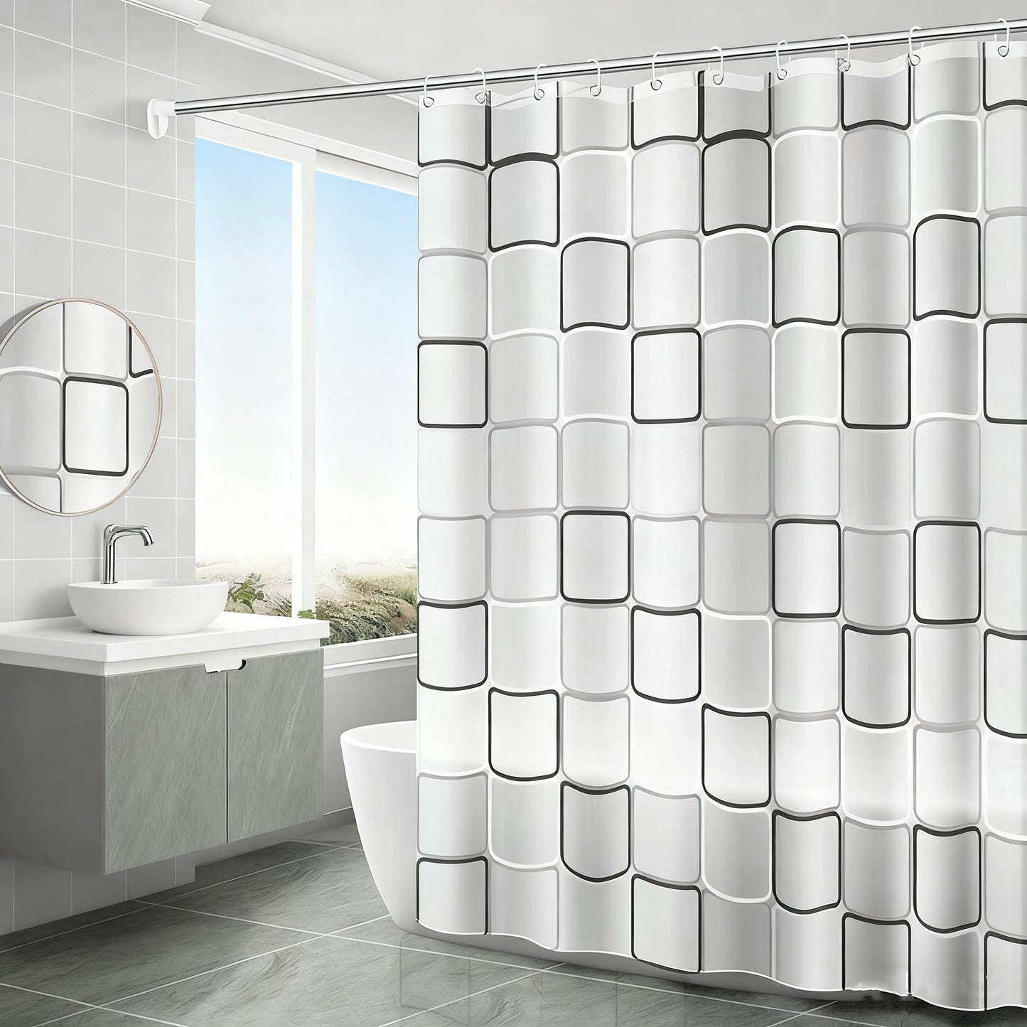 TGYIMENG Shower Curtain for Bathroom, PEVA Waterproof Anti-Mould Proof Resistant | Quick-Drying
