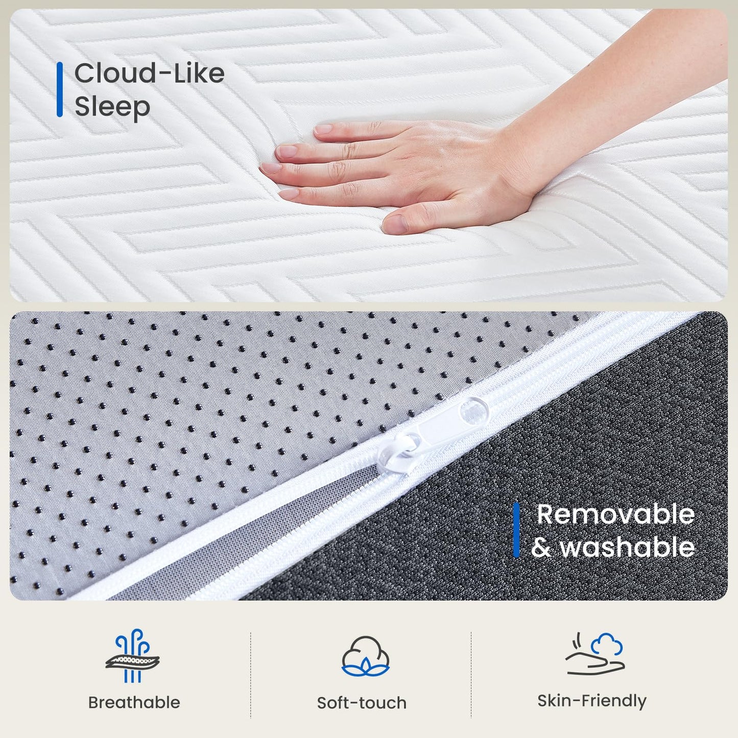 Belbbos Single Mattress Memory Foam 90x190x16cm—Medium Firm Orthopedic