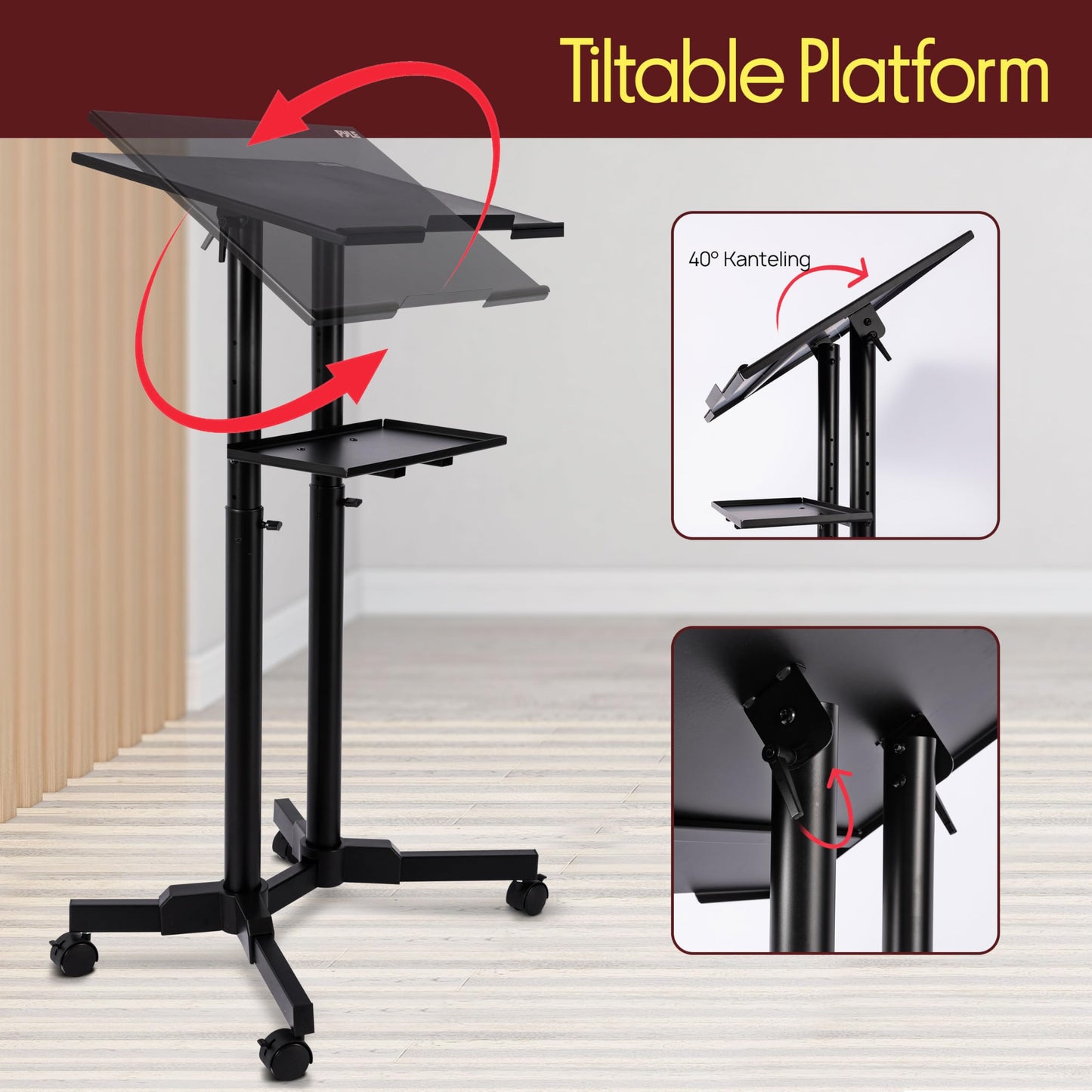Pyle Lectern Stand Podium Mobile Adjustable Laptop Lectern