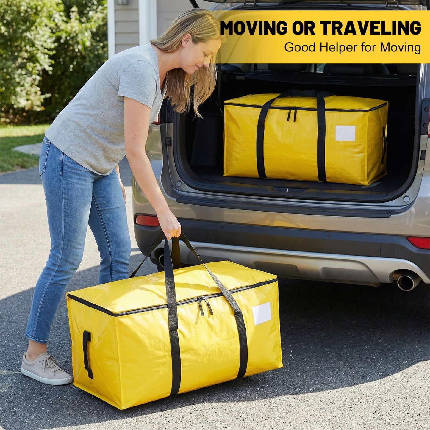 6 Pack 90L Moving Bags, Heavy Duty Storage Bag Dorm Moving Essential,Yellow