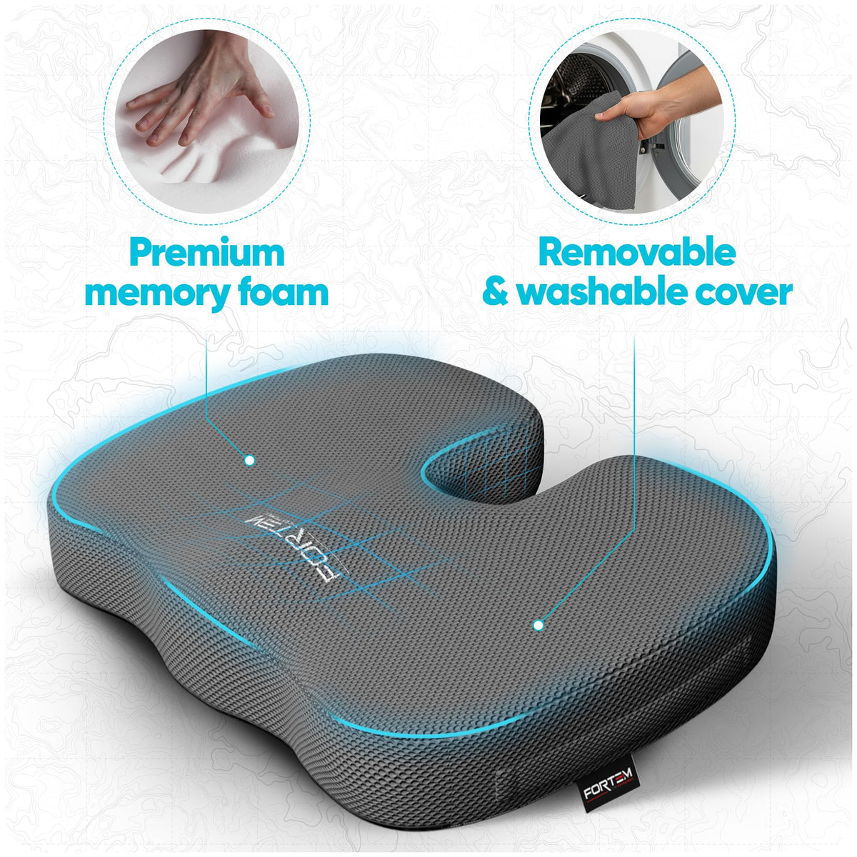 FORTEM Seat Cushion, Office Chair Cushion, Memory Foam Pillow for Sitting