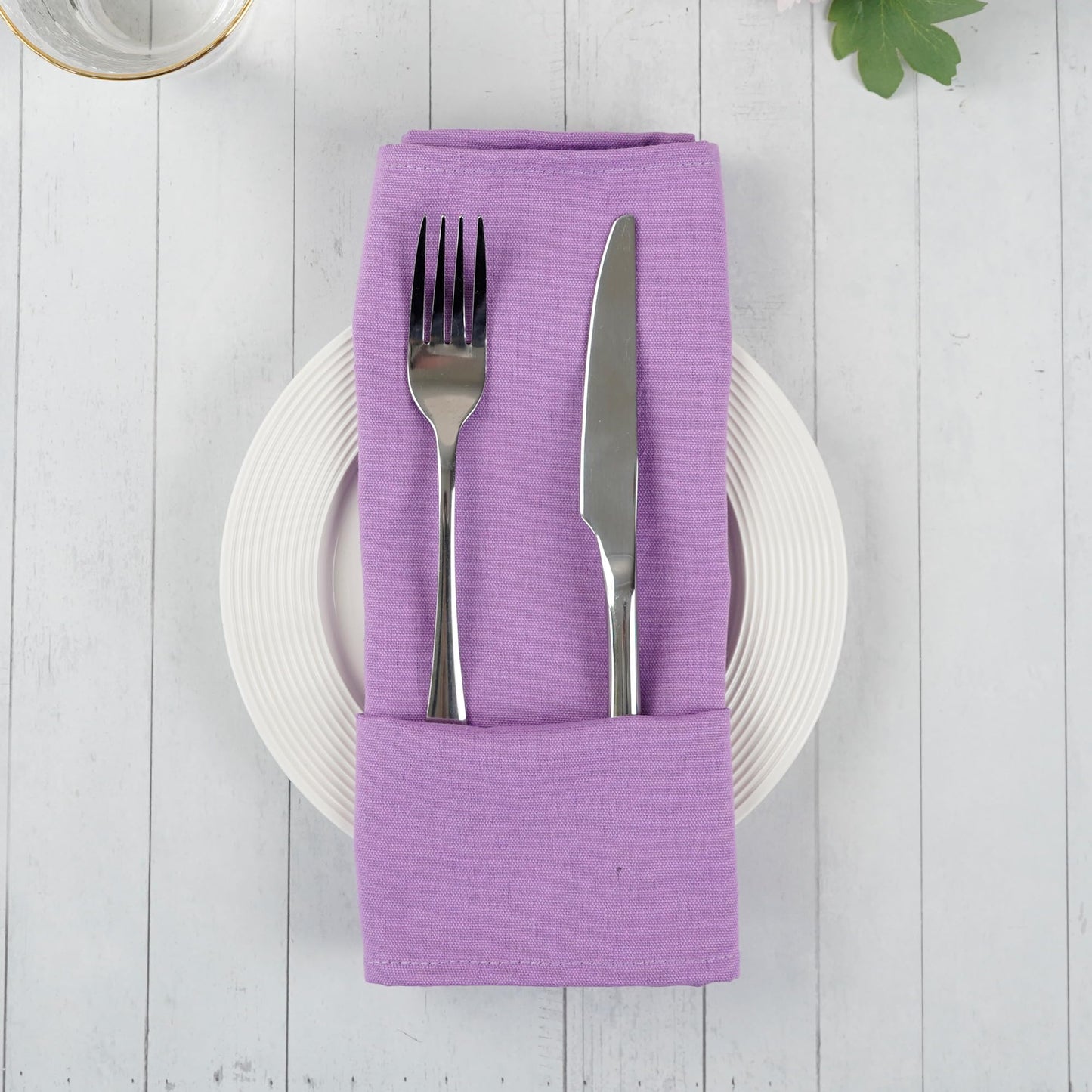 Solid Color Cotton Blended Dinner Cloth Napkins - Set of 12 (17 x 17 inches) - For Events & Home Use (Lavender)