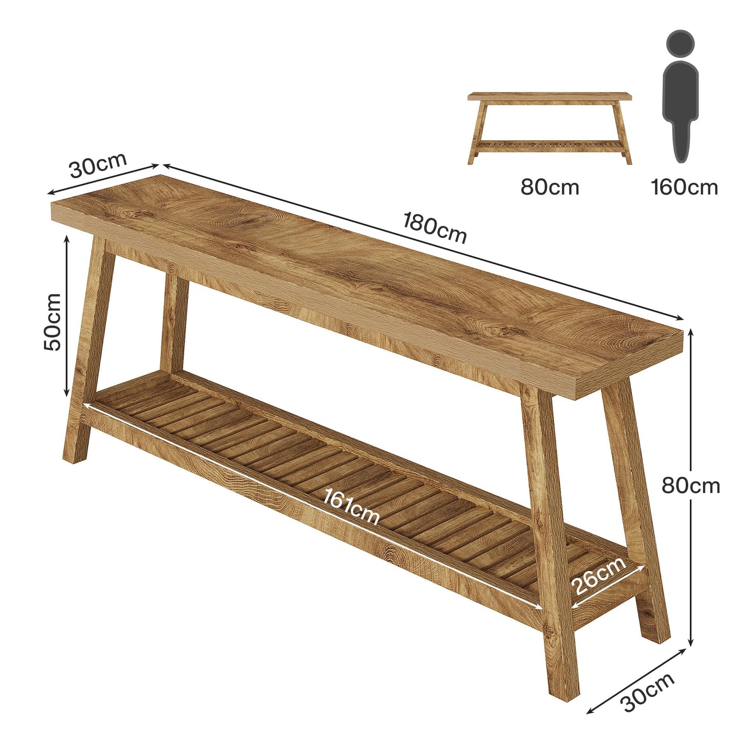 Tribesigns Console Table for Hallway Slim, 180cm Extra Long Enrtyway table with Storage Farmhouse 2-tier Wooden Sofa Meuble for Living Room