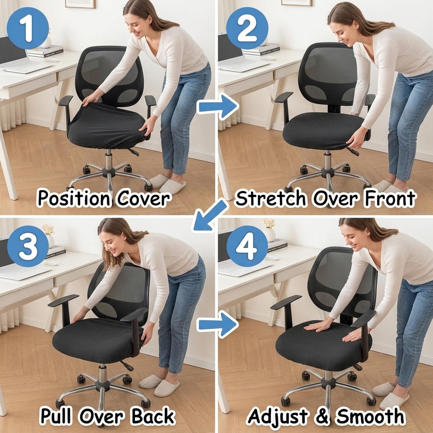 Wvbzf Office Chair Cover, Gaming Chair Cover, Elastic Washable Removable Seat Protector