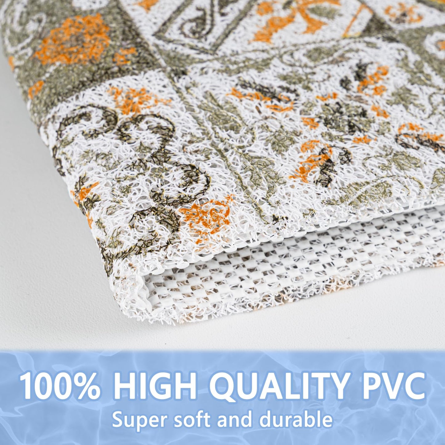 Capslpad Square Shower Mat 53x53cm-Non-Slip Anti-Mould PVC Bath Mat, Soft Quick Dry Loofah Texture with Drain Holes