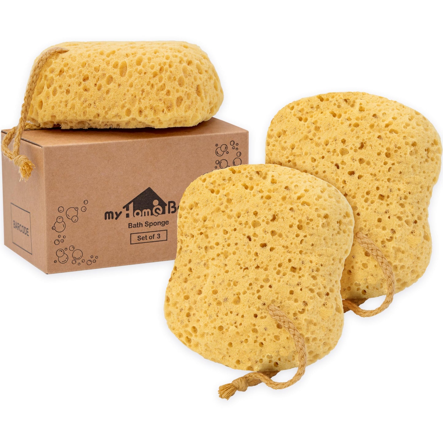 myHomeBody Bath Sponge, Foam Loofah Sponge, Body Sponge for Shower ? Large Size, Lots of Lather, Curvy, 3 Pack