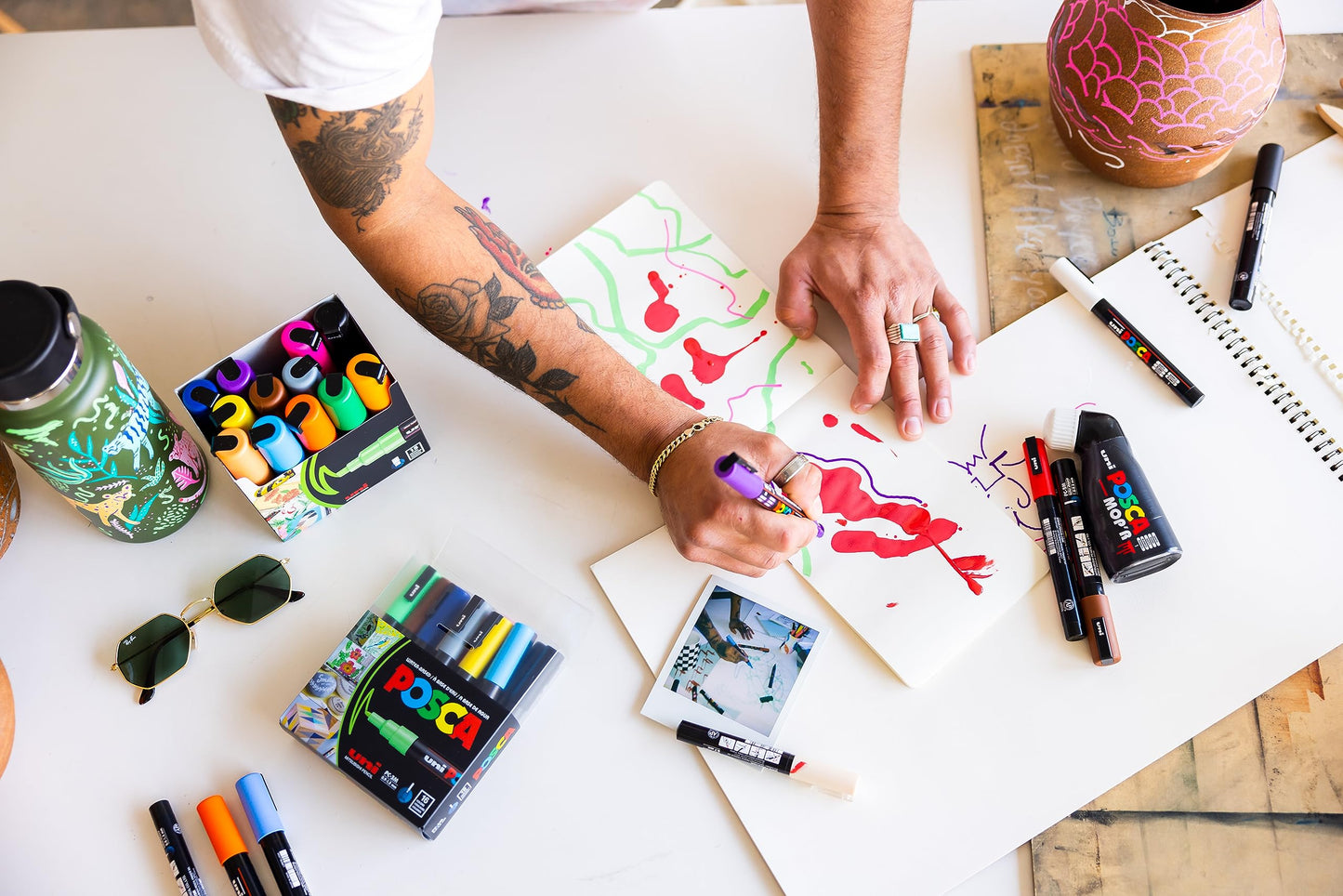 POSCA MOP?R PCM-22 Water Based Permanent Paint Markers. Round Tip for Art & Crafts. Multi Surface Use On Wood Metal Paper Canvas Cardboard Glass