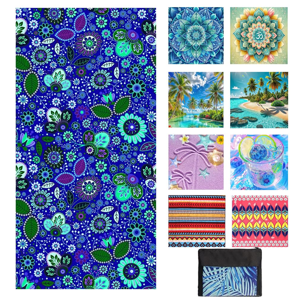 JAODFK Microfibre Beach Towel 71"X32" Quick Dry Lightweight Purple Sand Free Extra Large Thin Towels Travel Essentials For Adults Womens Swim Bath