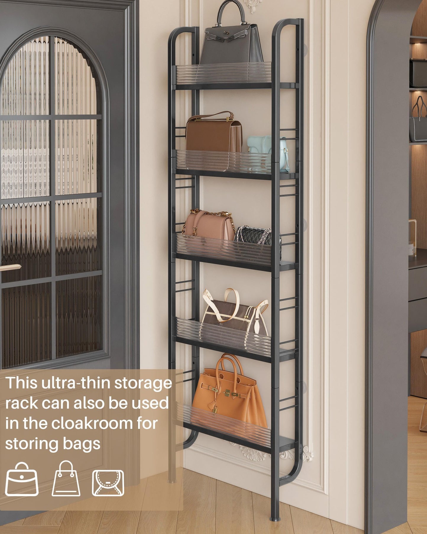 Ornestia Metal Narrow Storage Unit for Behind Door Storage,Black