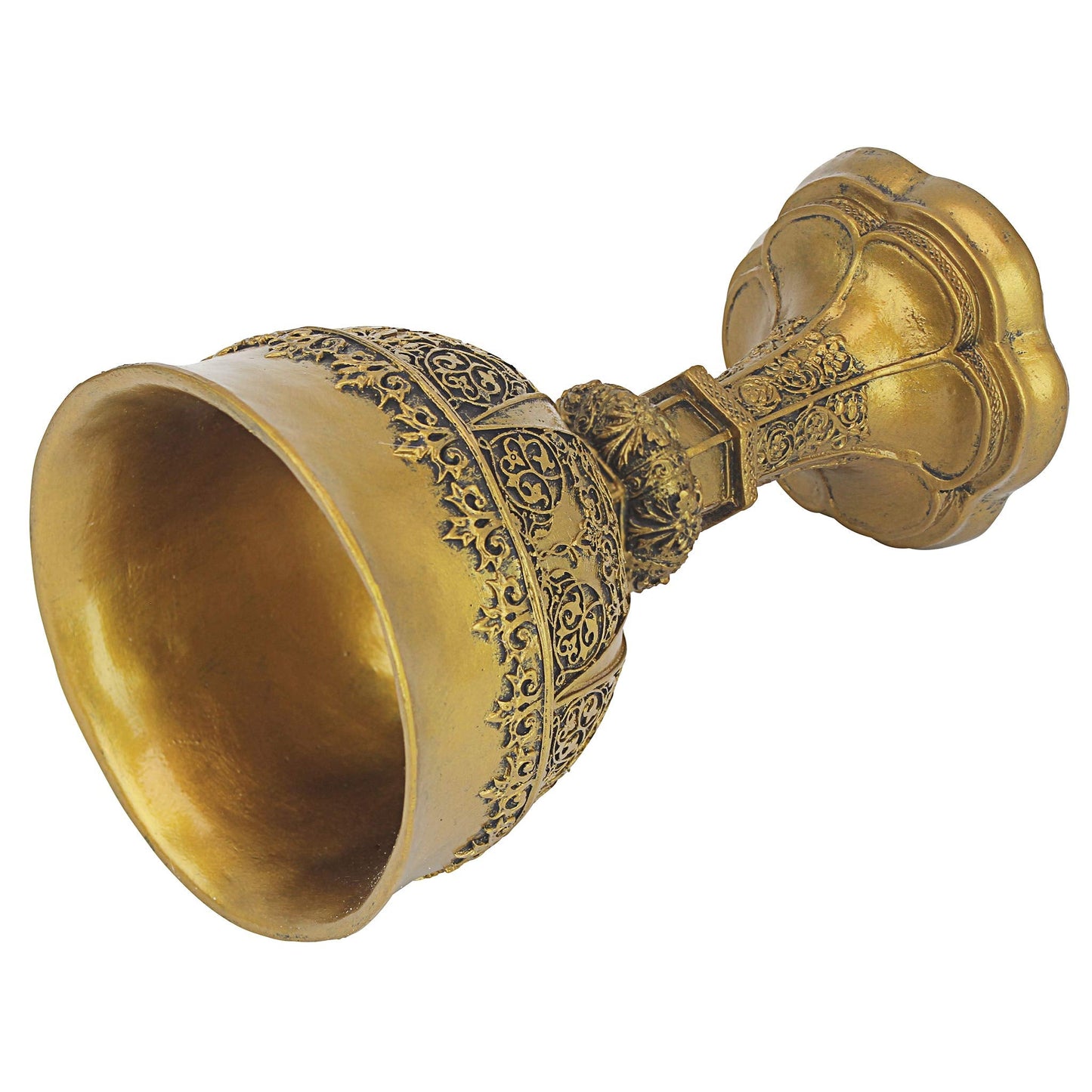 Design Toscano CL6121 Golden Chalice of King Arthur Medieval Decor Gothic Goblet Sculpture, 22.75 cm, Polyresin, Gold