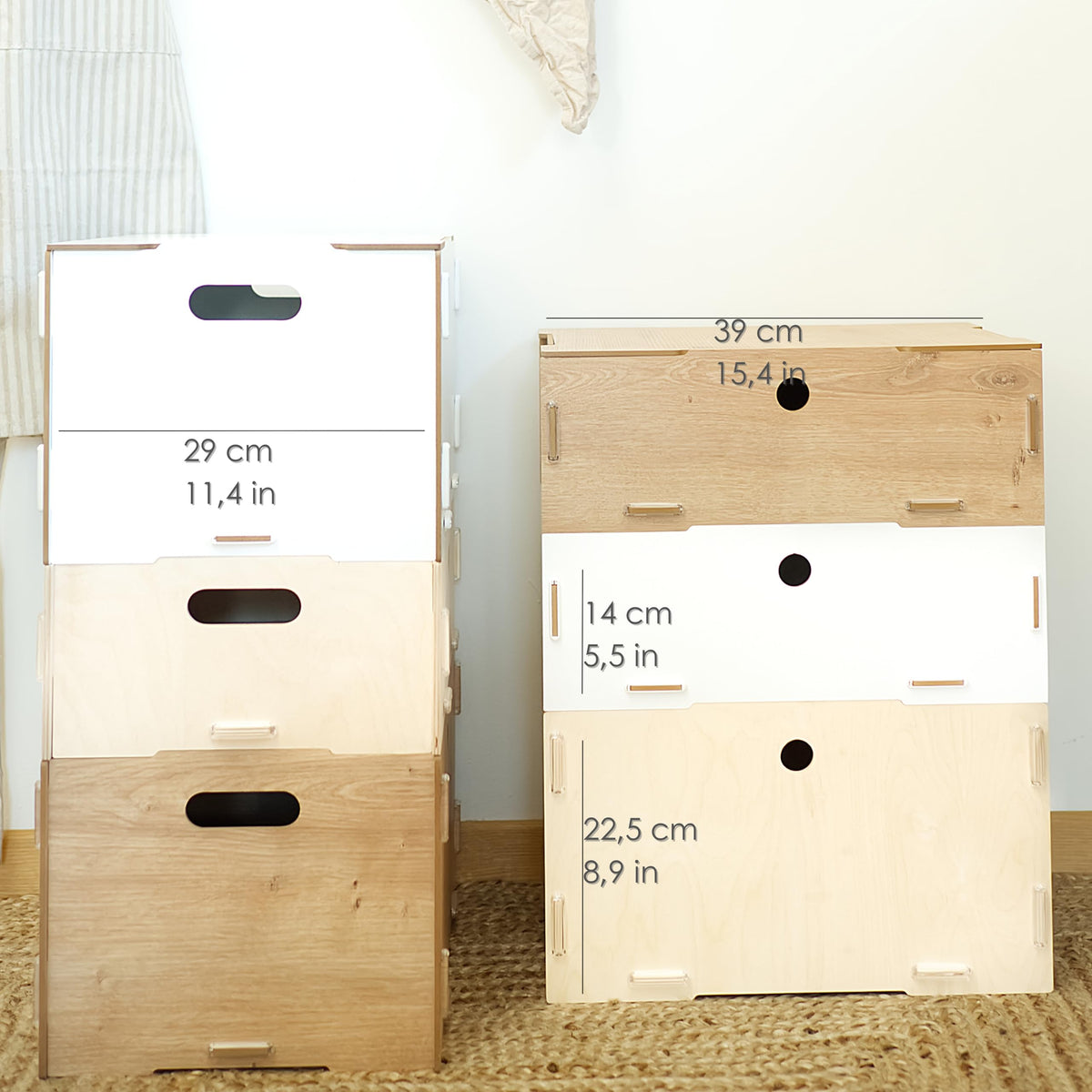 clipfritz Toy Box with Lid, Stackable, MDF, 40 x 30 x 23 cm, Wooden Storage Box