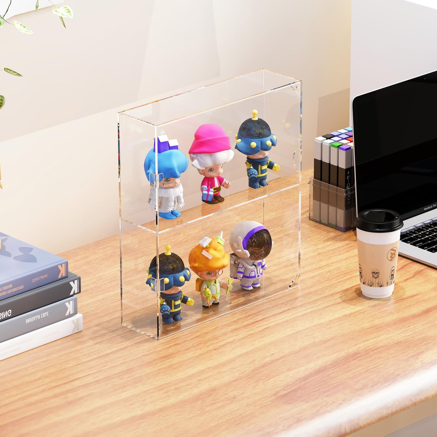 UoYeet Acrylic Display Cabinet for Both Wall Mount and Desktop Showcasing, 2 Layer Clear Display Case for Mini Toys, Pop Figurines