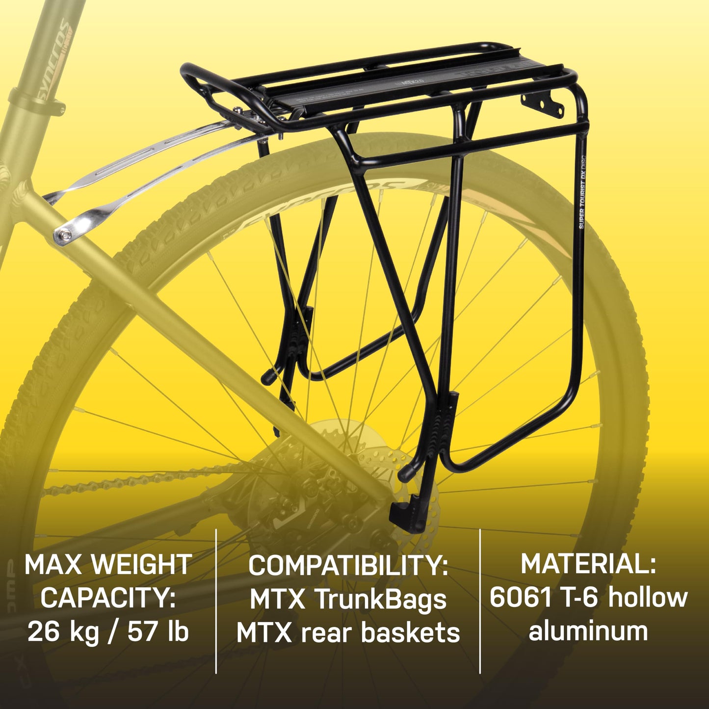 Topeak Super Tourist DX Rear Rack for 26" / 27.5" / 29" Wheel Bikes, Disc Brake Compatible, Black