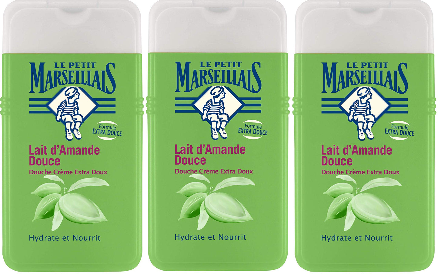 Le Petit Marseillais Extra-Mild Shower Gel, Sweet Almond Milk, 250 ml, Pack of 3