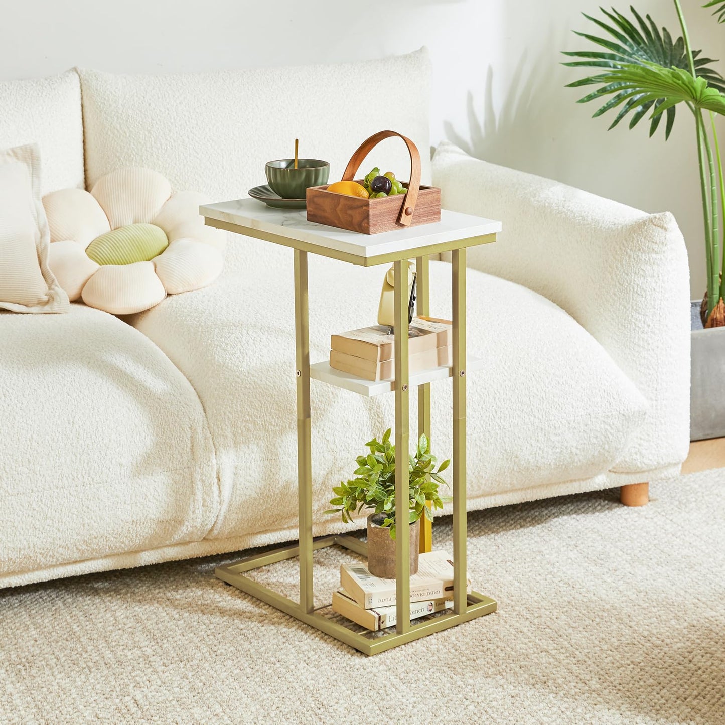 YMYNY C-Shaped End Table Set of 2, Side Table for Sofa and Bed, Coffee Table for Small Spaces, Living Room, Bedroom