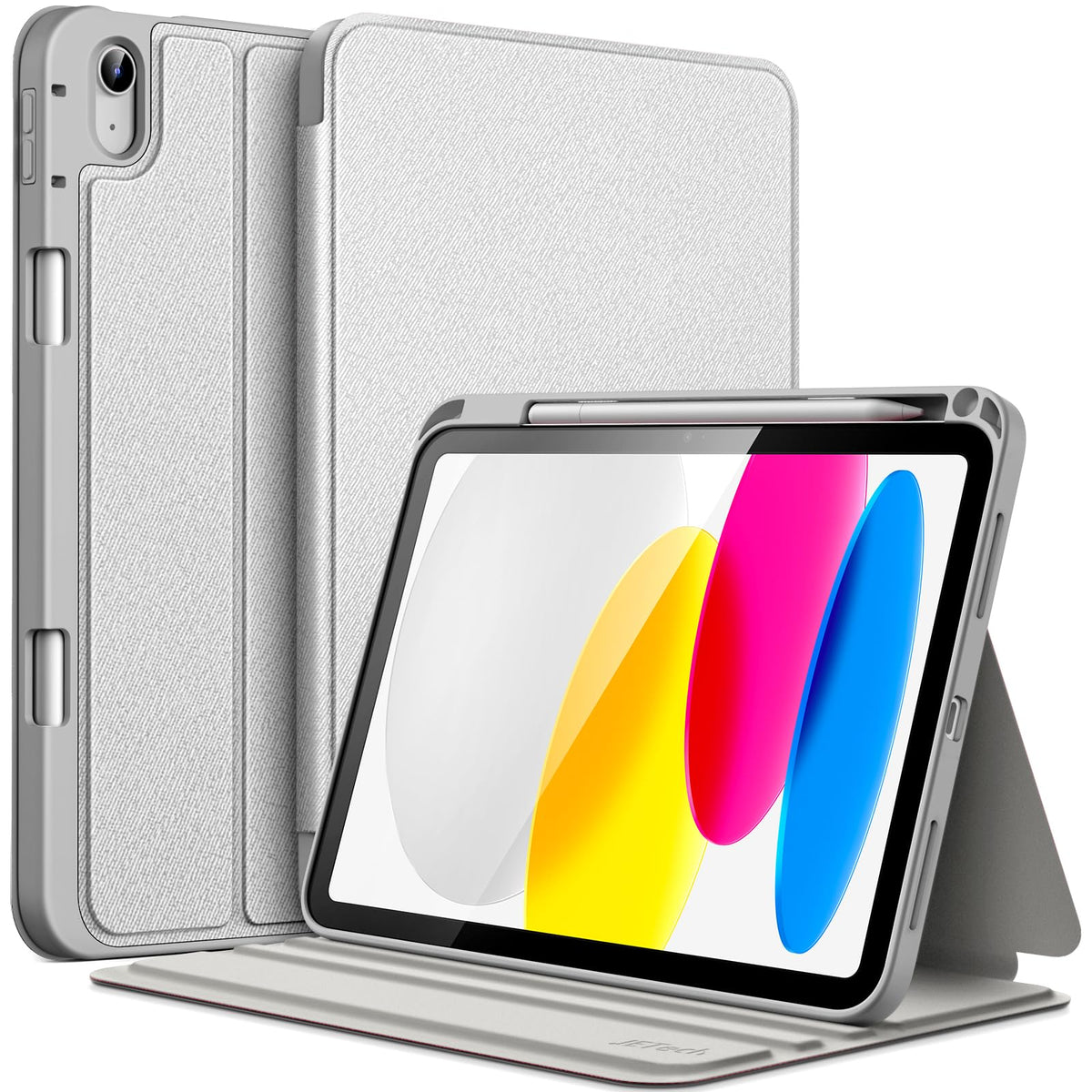 JETech Case for iPad (A16) 11th/10th Generation (2025/2022) with Pencil Holder, Slim Folio Stand Protective Tablet Cover, Multi-Angle Viewing (Silver)