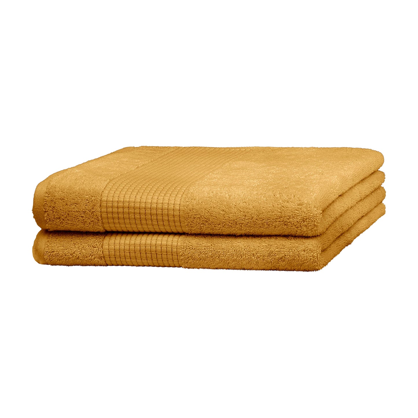 Merana Hand Towel Set, Absorbent, Soft and Lint Terry Towel Quality Made of Heavy Organic Cotton 590 GSM (Mango Gold, 2 x Bath Towels (70 x 140 cm)