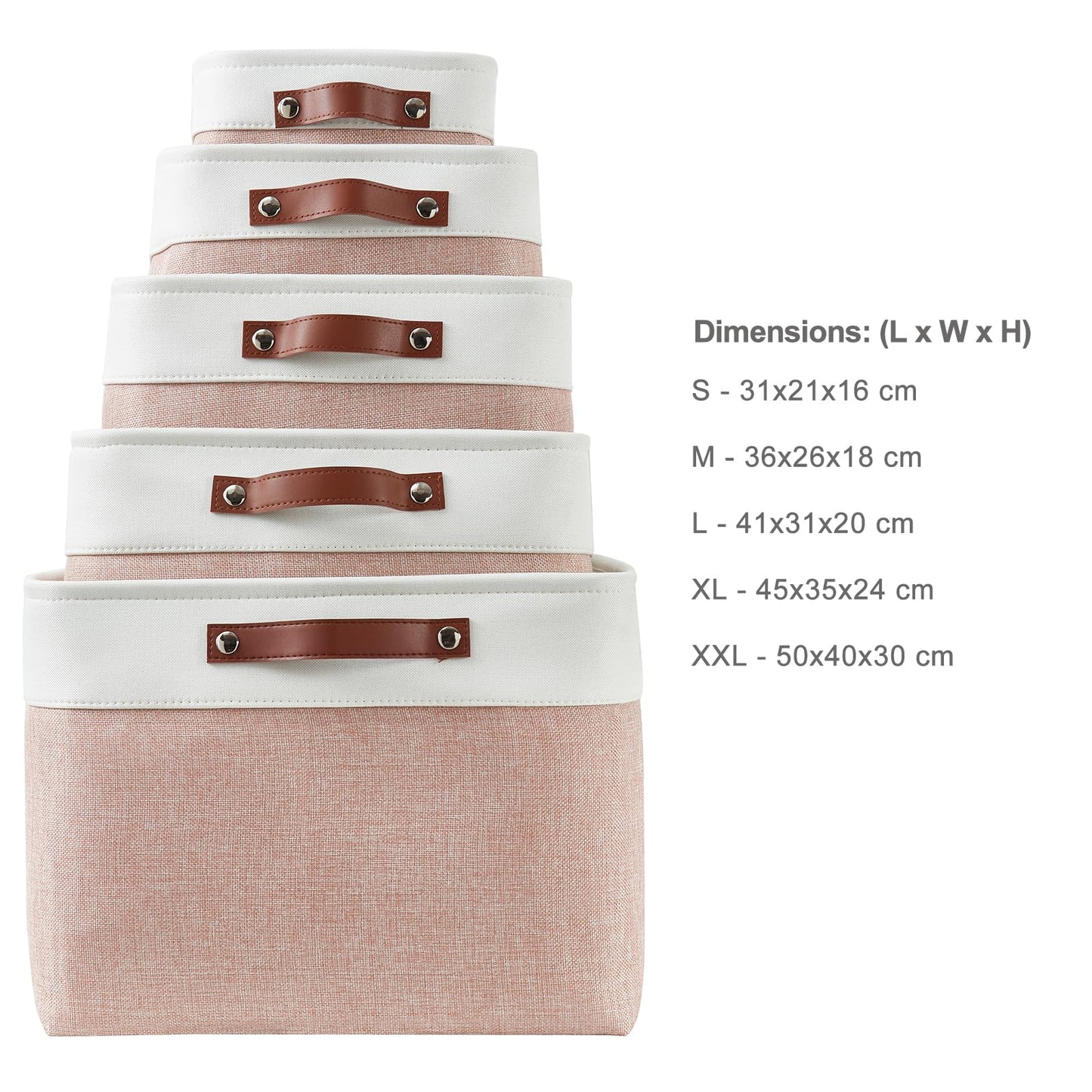 Mangata Rectangular Fabric Storage Boxes, Multi-Size, Material Container Baskets for Shelf, Wardrobe, Toys and Clothes, 41x31x18 cm