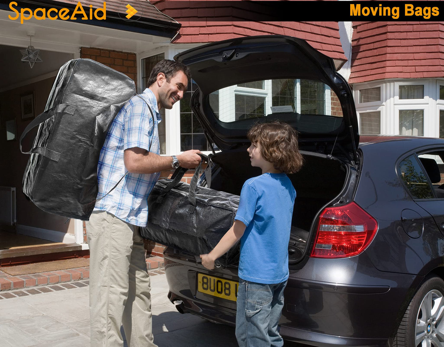 SpaceAid Heavy Duty Moving Bags, Extra Large Storage Totes W/Backpack Straps Strong Handles & Zippers, Alternative to Moving Boxes