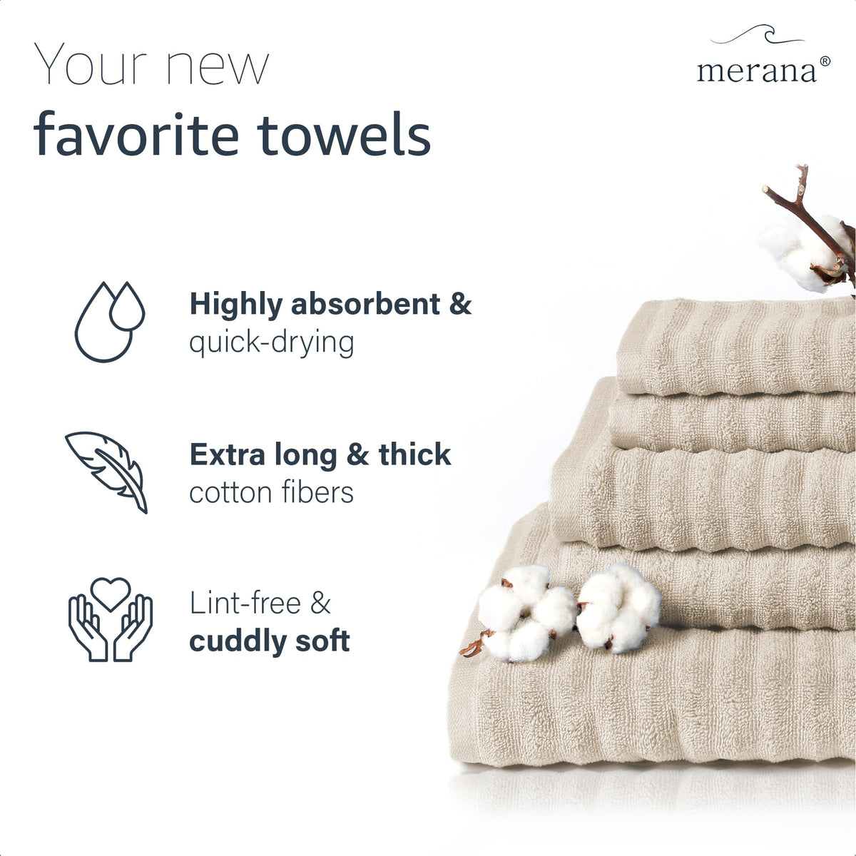 Merana OSLO towel set | quick-drying, soft & lint-free | terry luxury quality | 100% cotton terrycloth | OEKO-TEX | 590 GSM