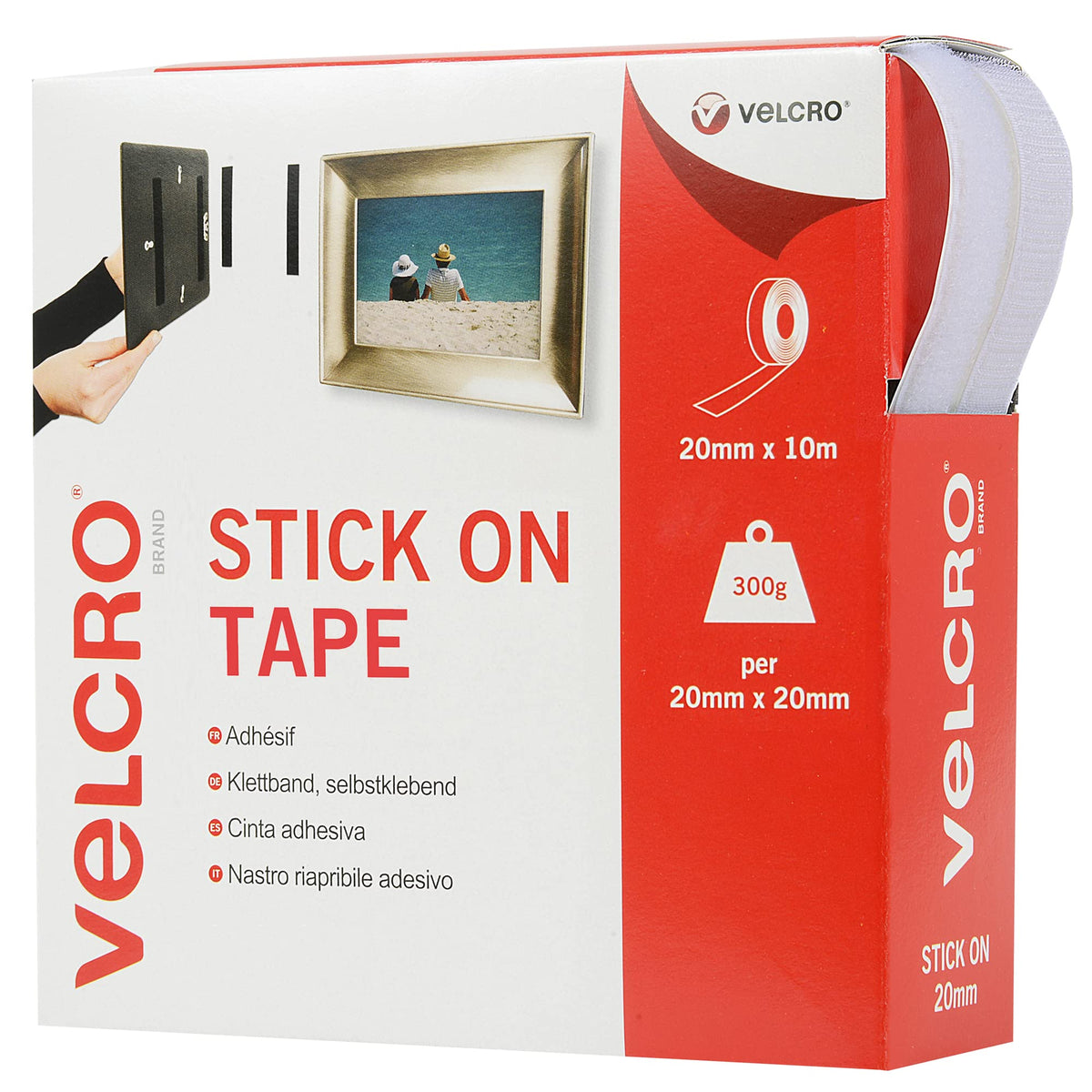 VELCRO? Brand | Stick On Tape | Cut-to-Length Strong Hook & Loop Self Adhesive Sticky Tape Perfect for Room D?cor & Home, Office, Garage Use | White |