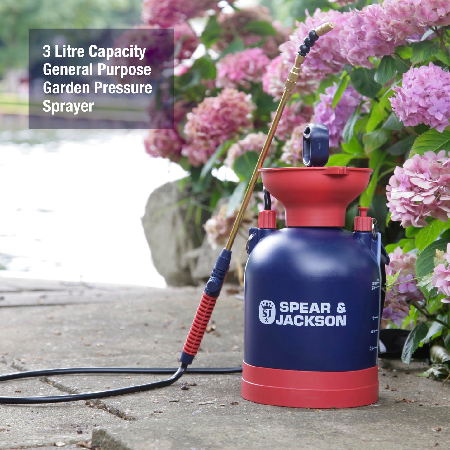 Spear & Jackson 3LPUMP 3 Litre General Purpose Pump Action Pressure Sprayer, Red & Blue