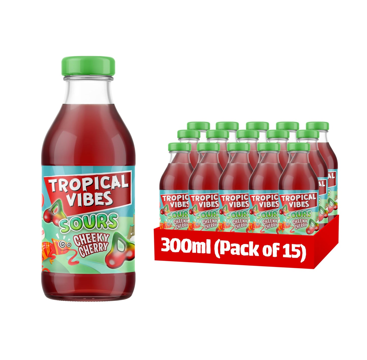 Tropical Vibes Sours Cheeky Cherry Drink Exotic Flavours, Refreshing Summer Drink, Pack of 15.
