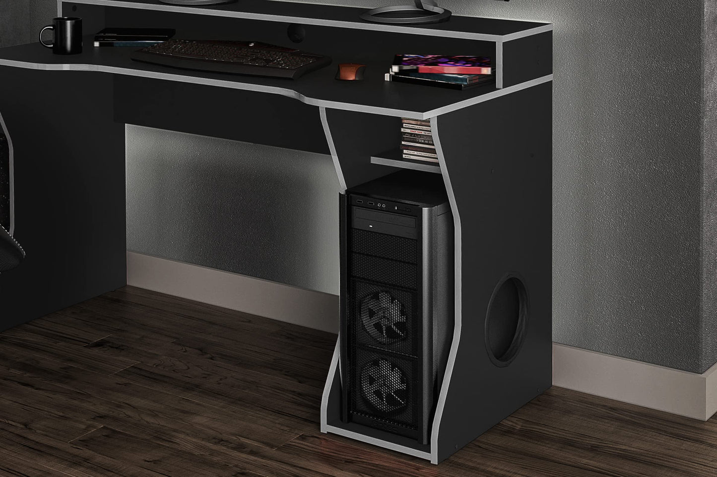 Birlea Enzo Gaming desk, black & Silver