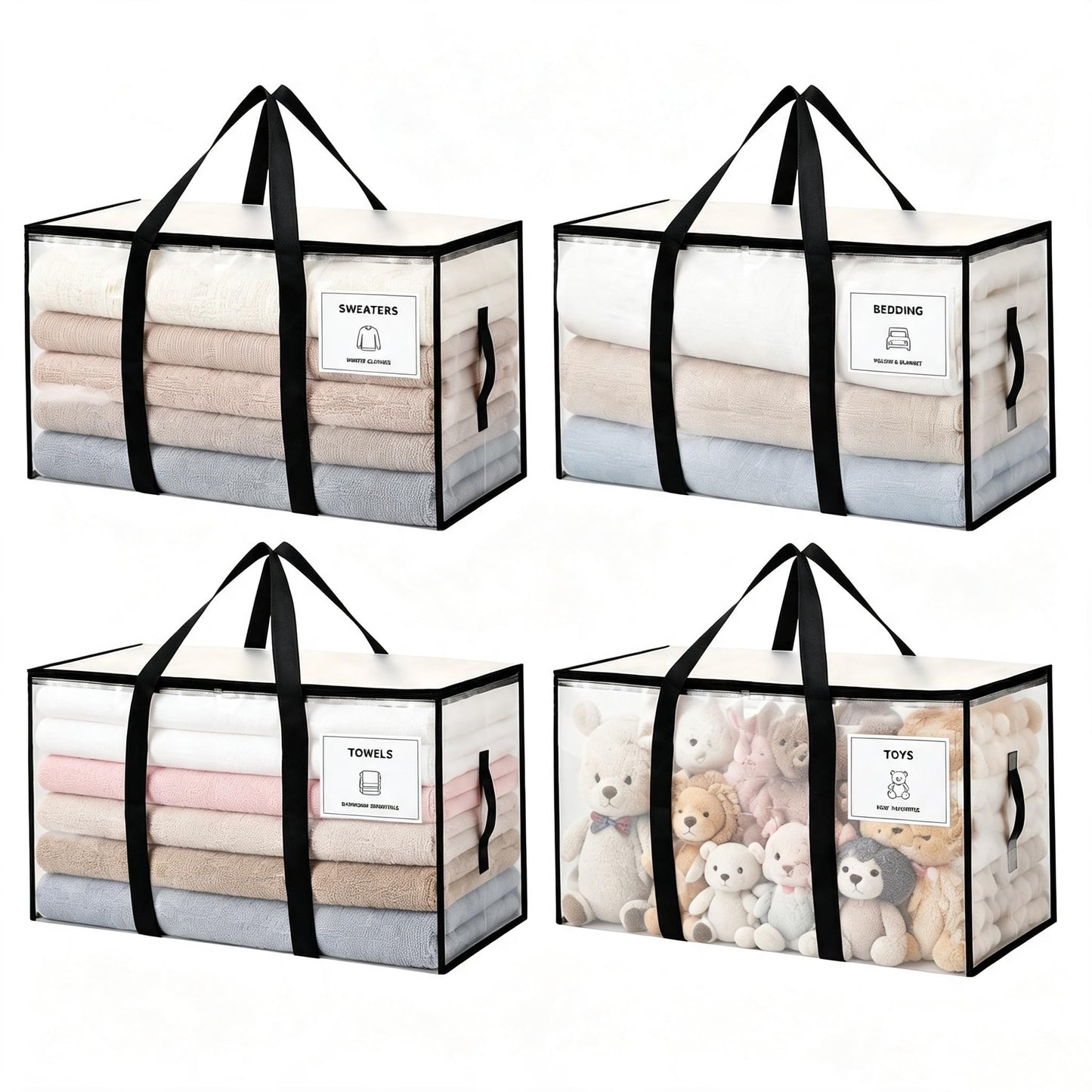 Zandrix 95L Waterproof Storage Bags Moving Boxes Bags with Lids - 4 Pack