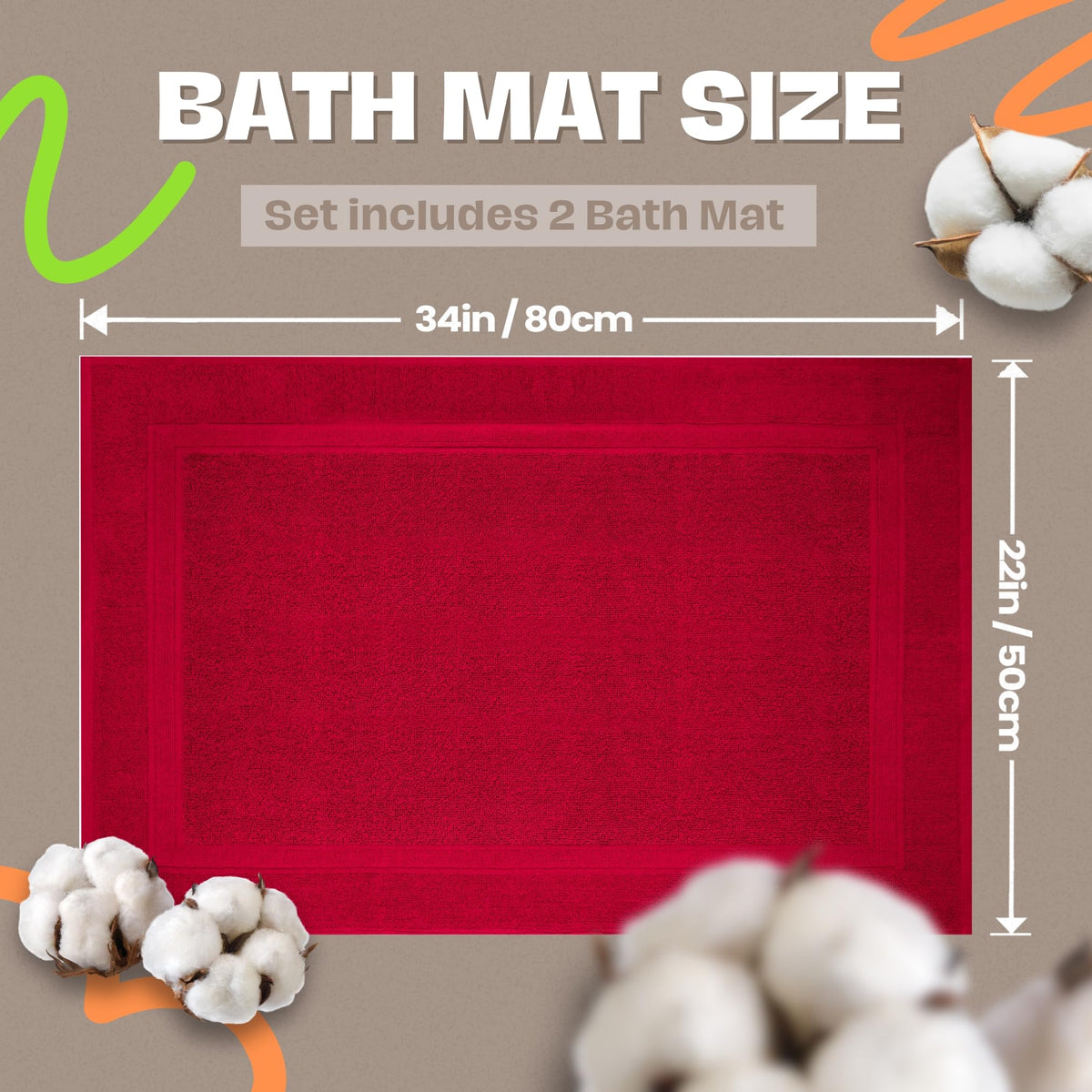 Infinitee Xclusives Cotton Bath Mat (86 x 55 cm) - Bathroom Mat - 2-Pack