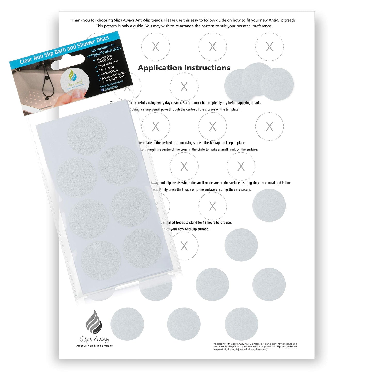 Non-Slip Bath & Shower 28x Clear Stickers - FREE FITTING TEMPLATE INCLUDED - Modern Stylish Alternative to a Rubber Suction Mat