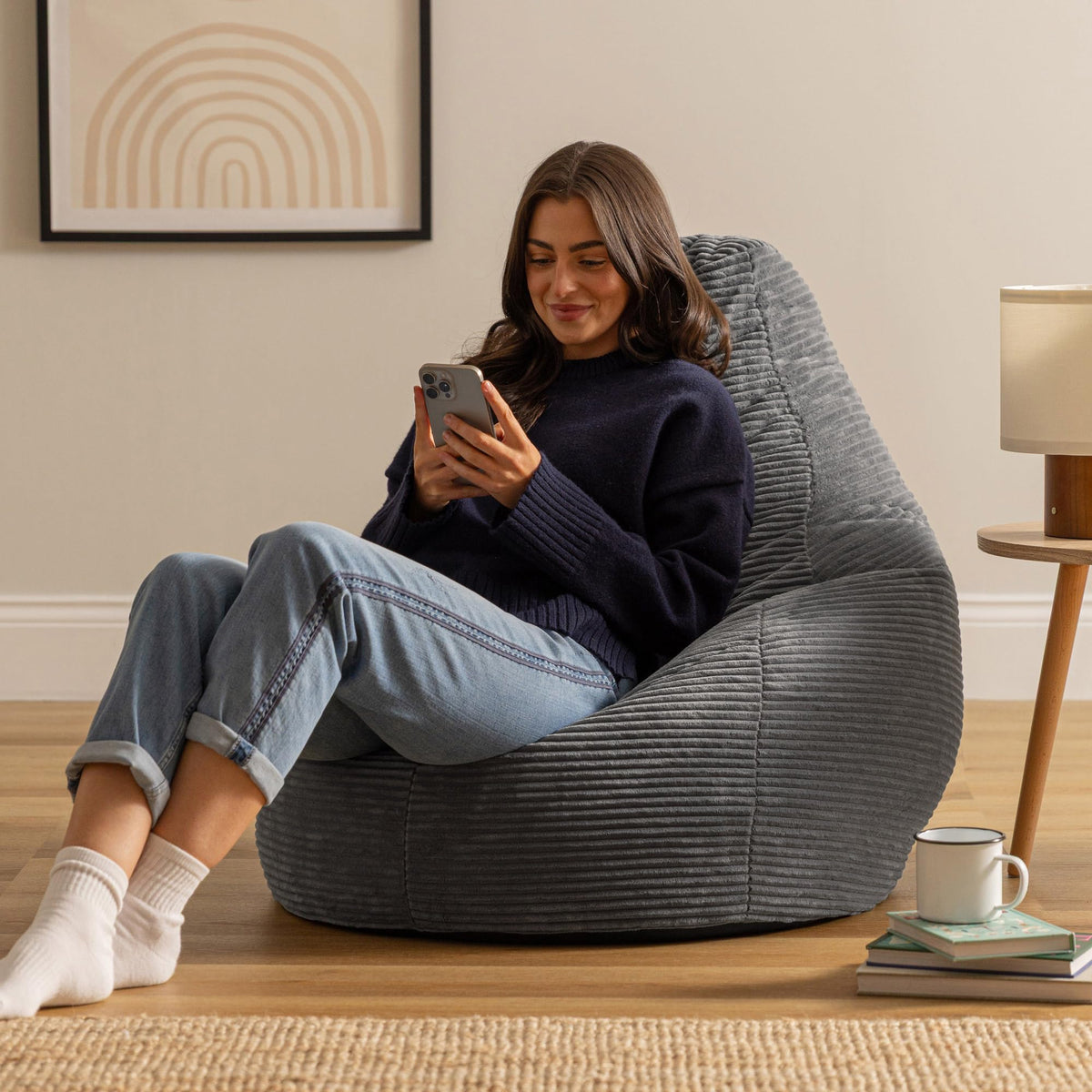 icon Dalton Cord Bean Bag with Filling Included, Grey