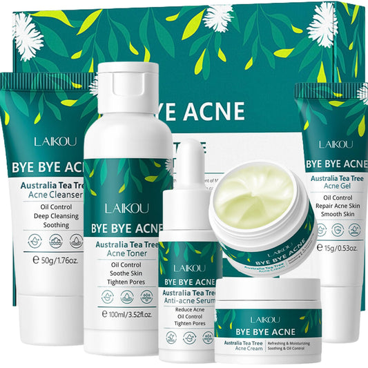 Tea Tree Acne Skin Care Sets & Kits, Tea Tree Oil For Skin, Teen Skincare Set With Cleanser,Toner,Serum,Cream,Gel, Rapid Relief Acne Treatment Shrink