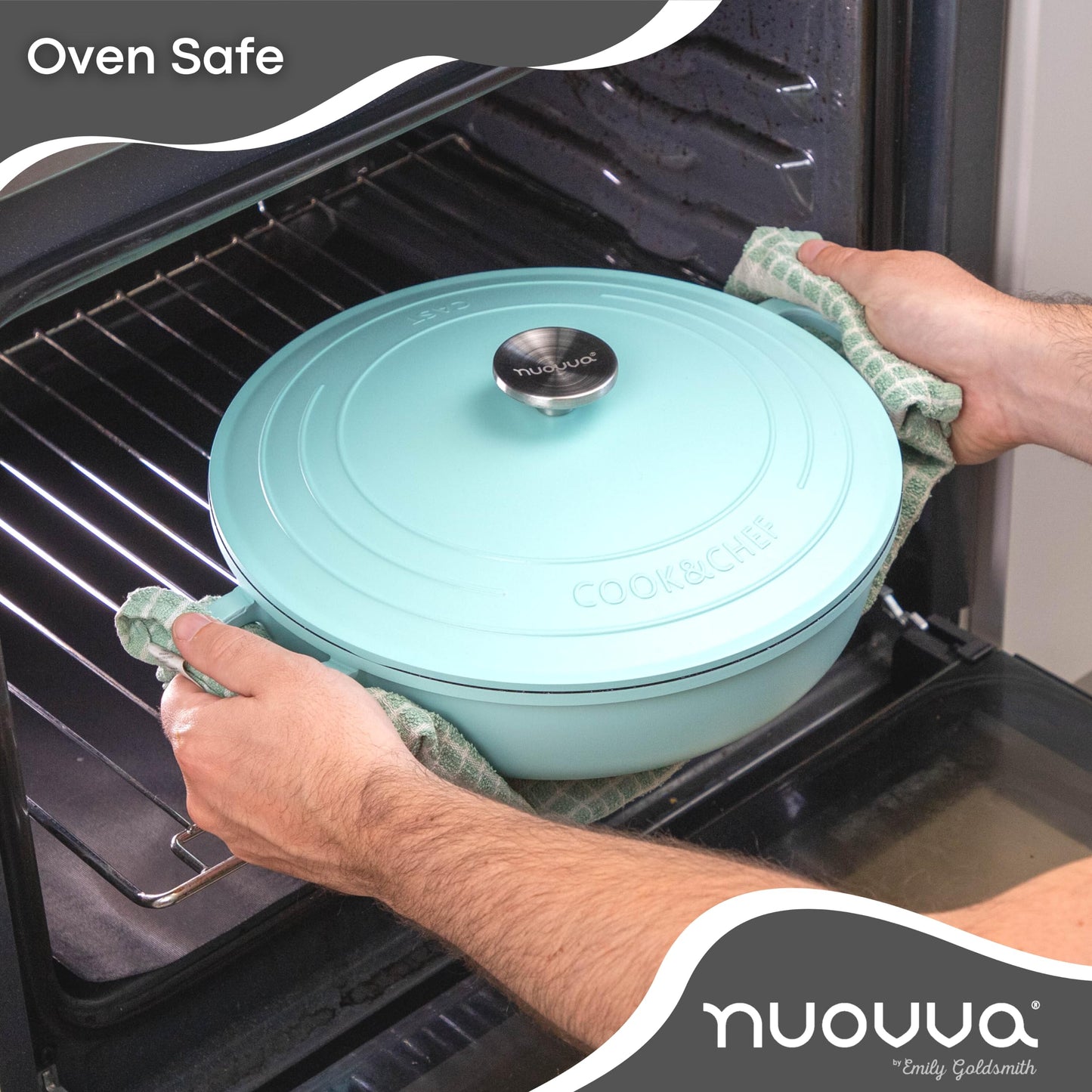 Casserole Dishes with Lid Oven Proof  Non Stick Shallow Dutch Oven  Induction Cooking Pot  Oven Safe Aluminium Stockpot  3.9L, 28cm, Teal  by
