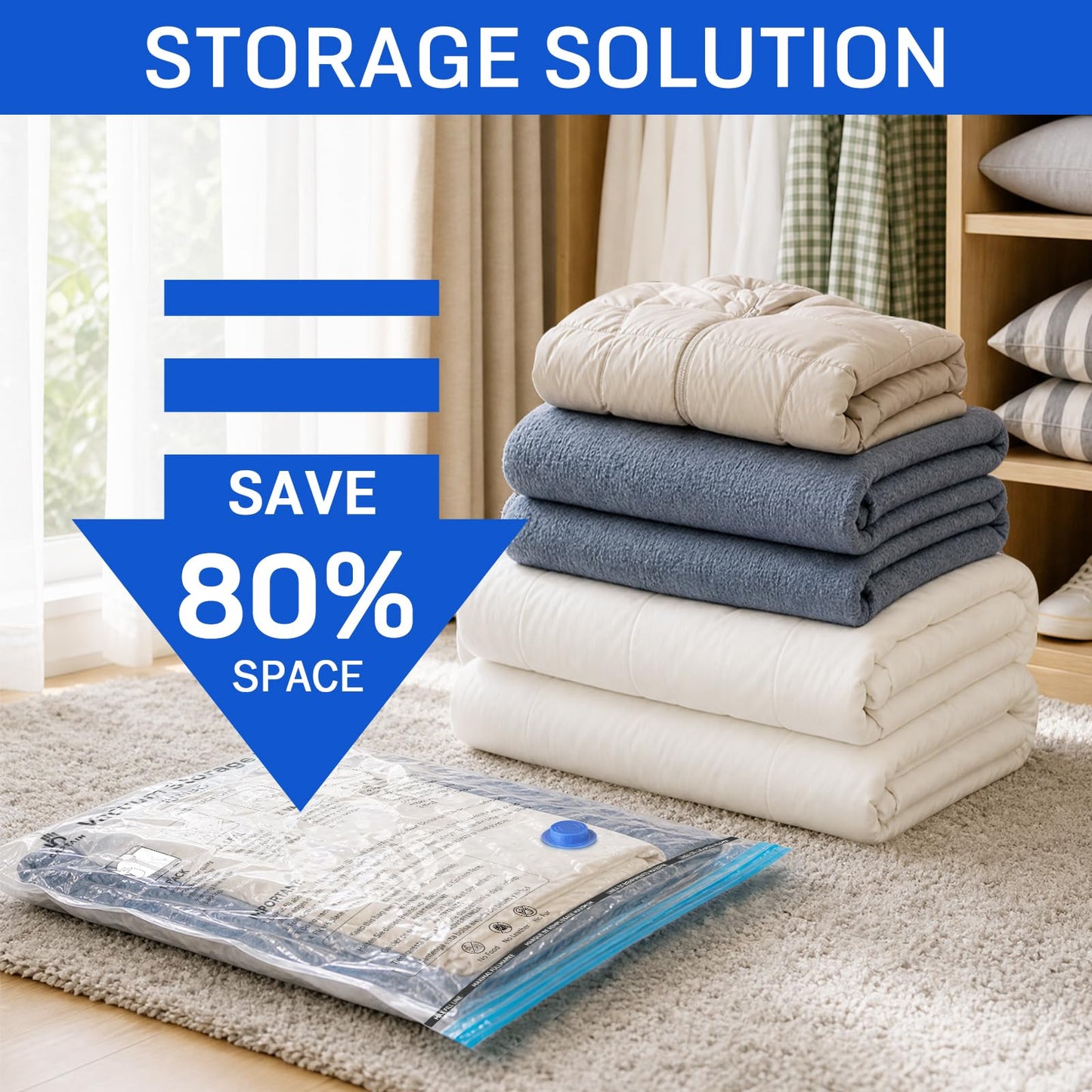 CaptainFive Vacuum Storage Bags Jumbo 6 Packs(39'' x 31.5'), Vacuum Pack Bags for Clothes, Pillows, Comforters, Duvets